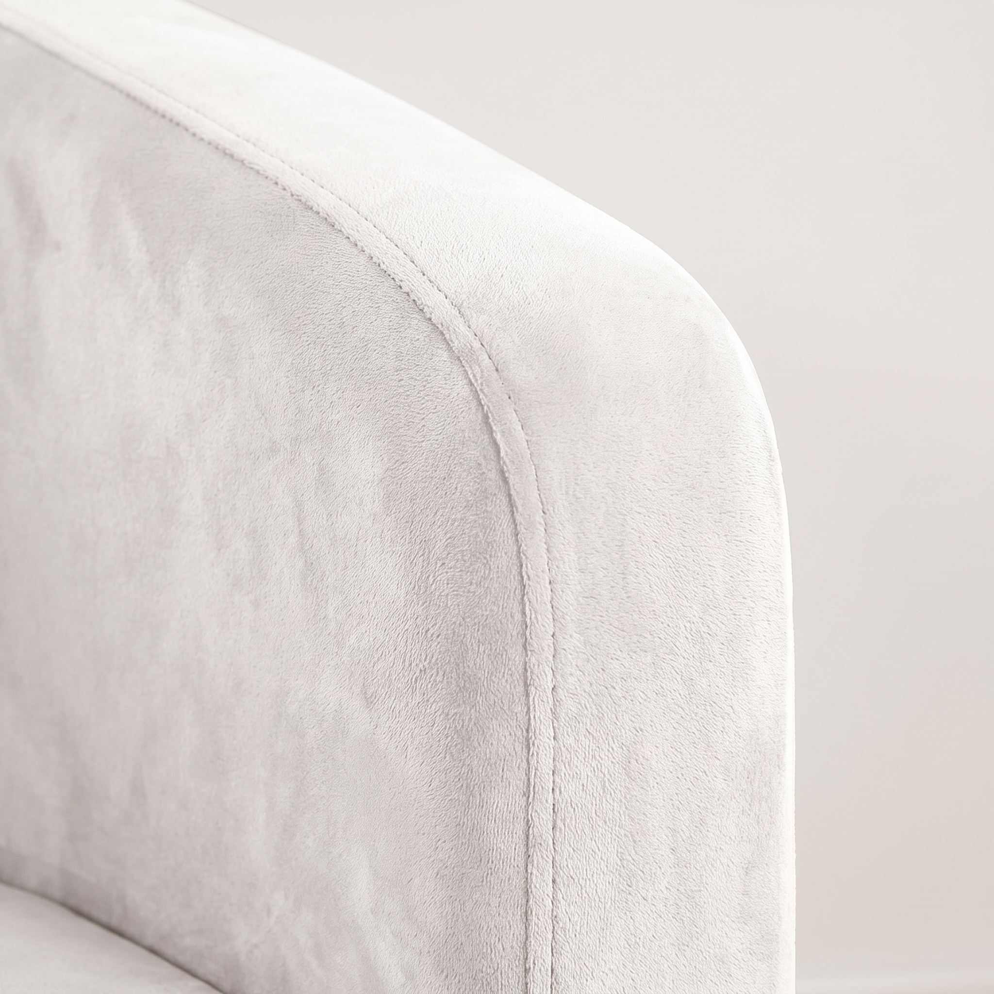 White velvet club armchair cover fabric detail