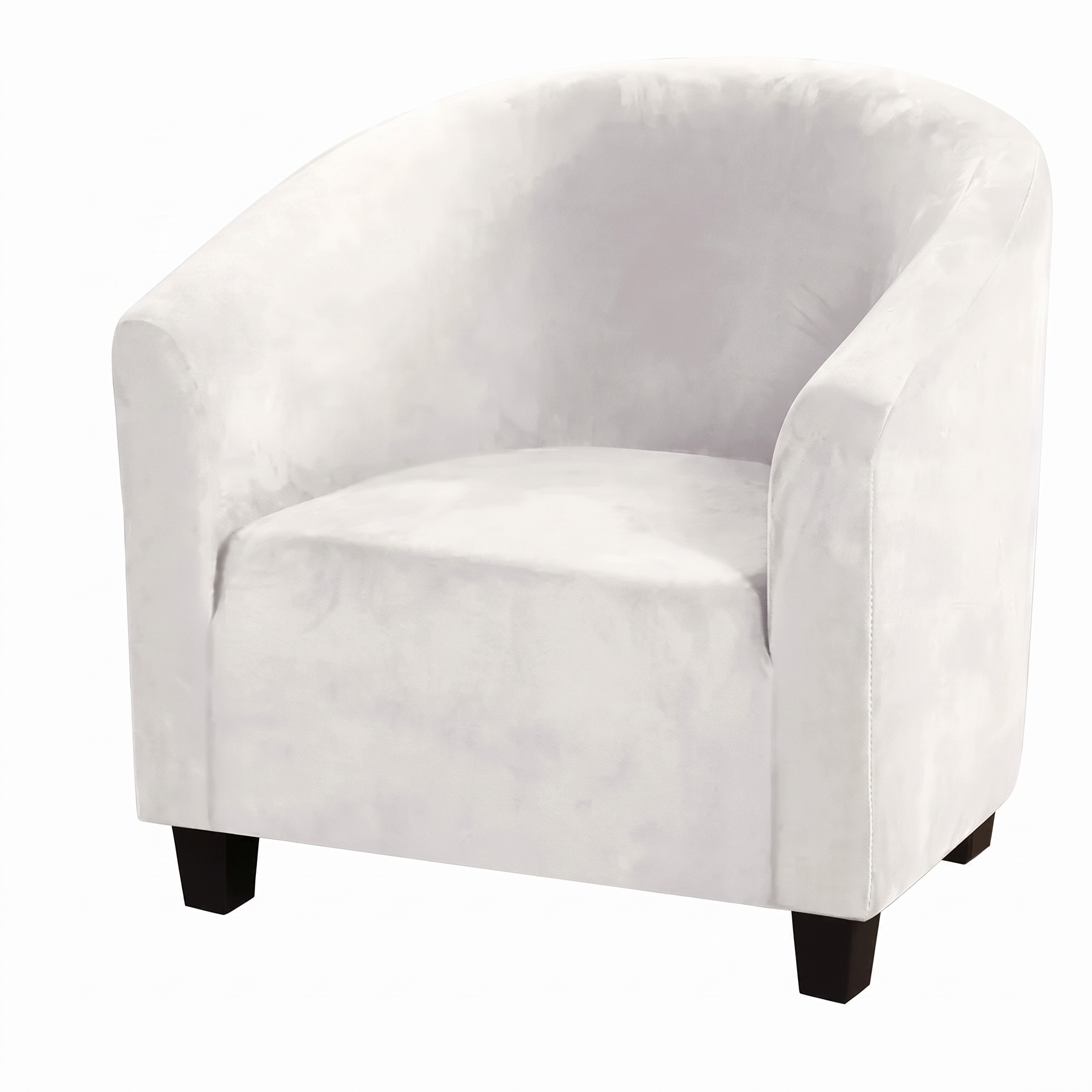 Stretch Club Armchair Cover – White Velvet – product photo on a white background | Brivenzo