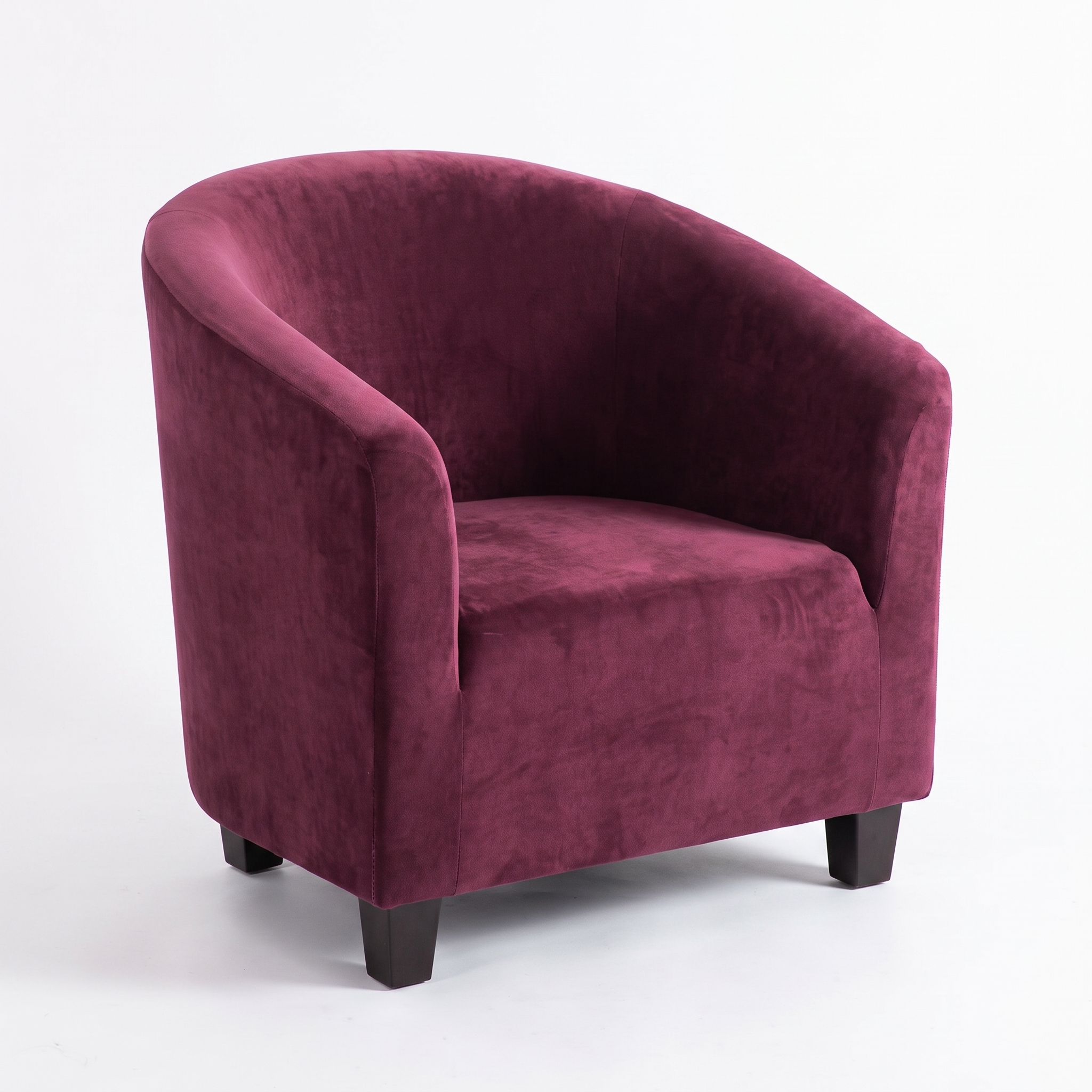 Stretch Club Armchair Cover – Wine Red Velvet – product photo on a white background | Brivenzo