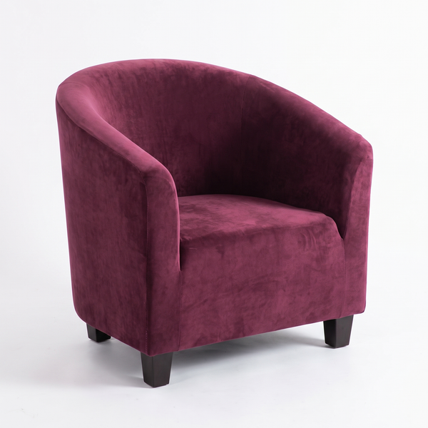 Stretch Club Armchair Cover – Wine Red Velvet – product photo on a white background | Brivenzo