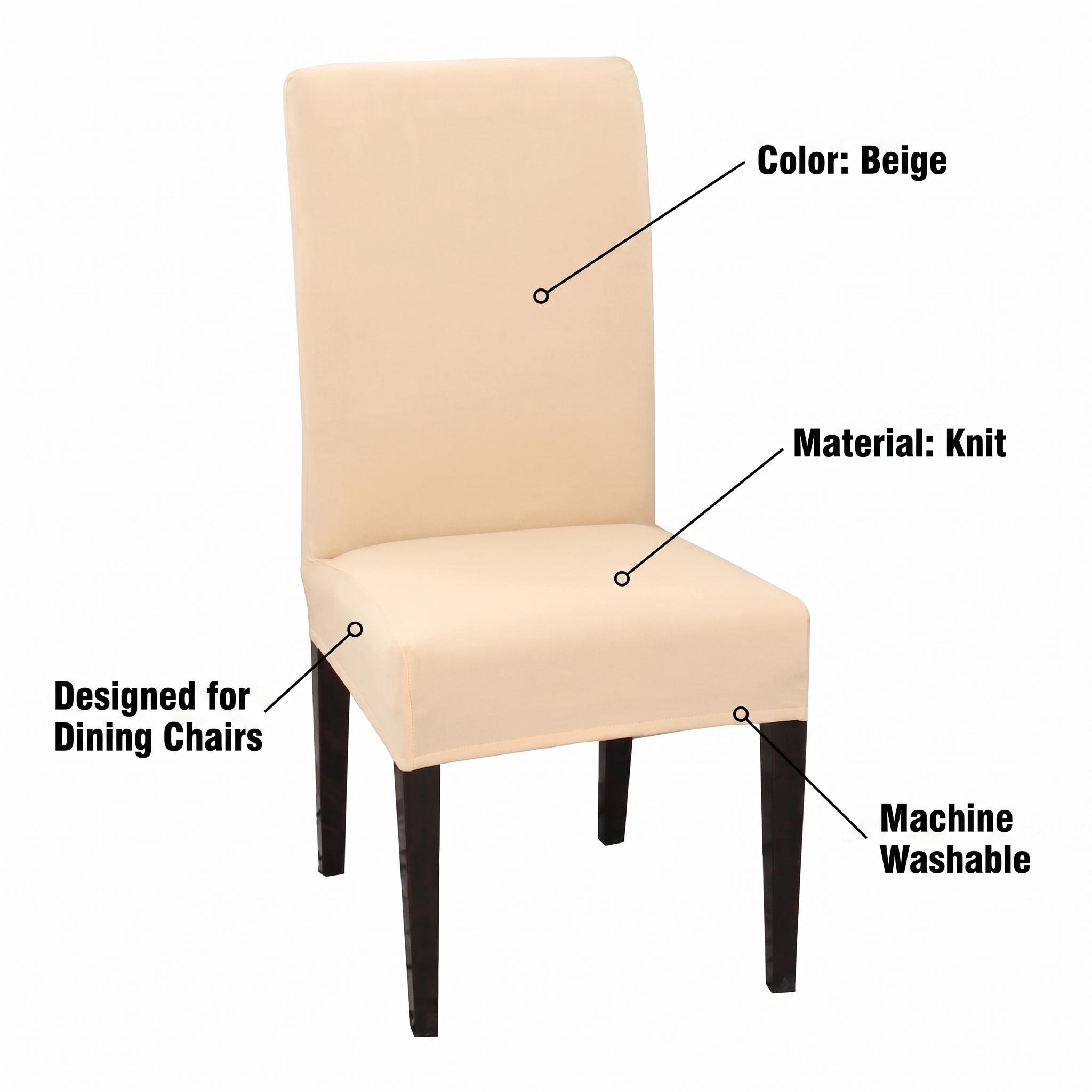 Stretch Dining Chair Cover – Beige – features and specifications overview | Brivenzo