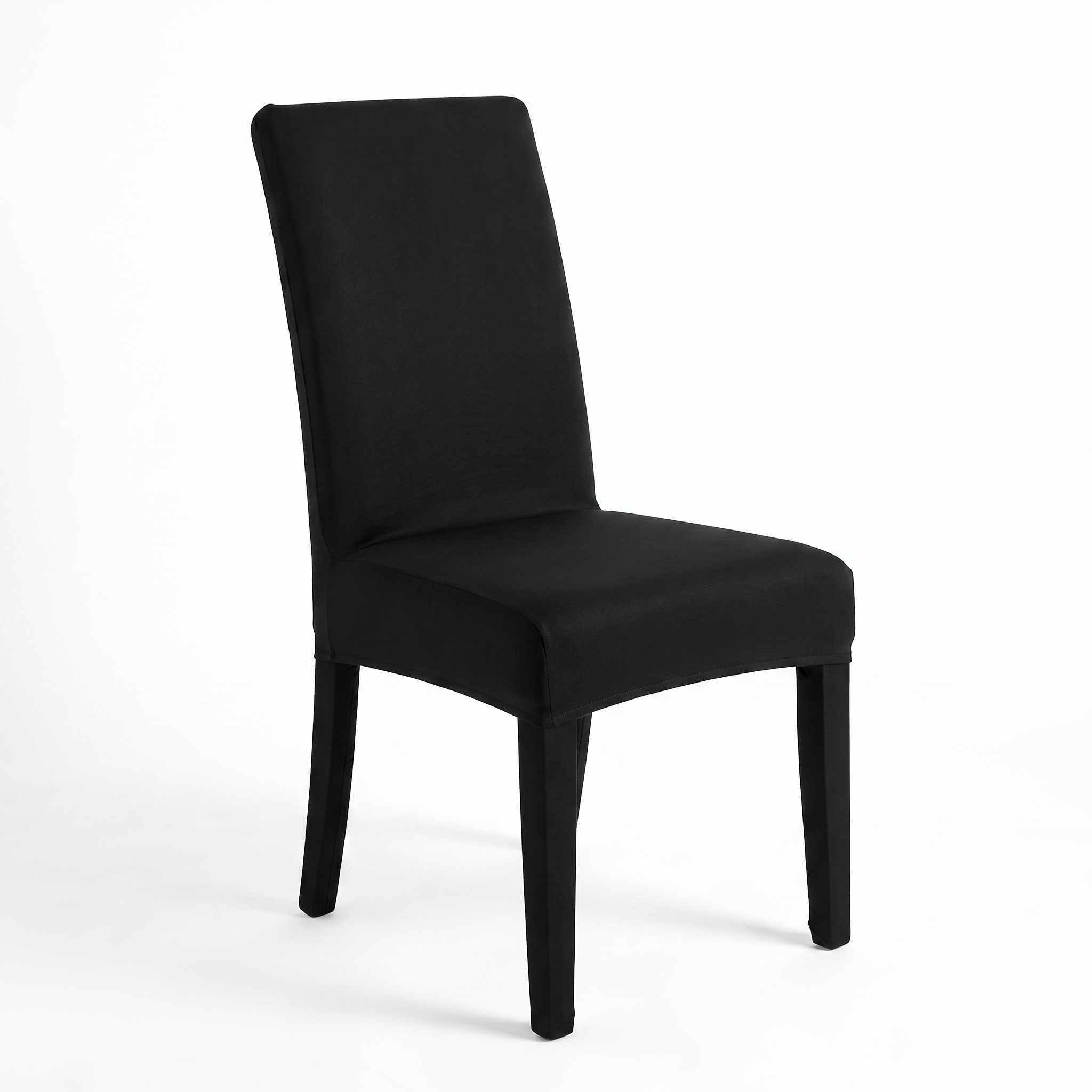 Black stretch dining chair cover - front view