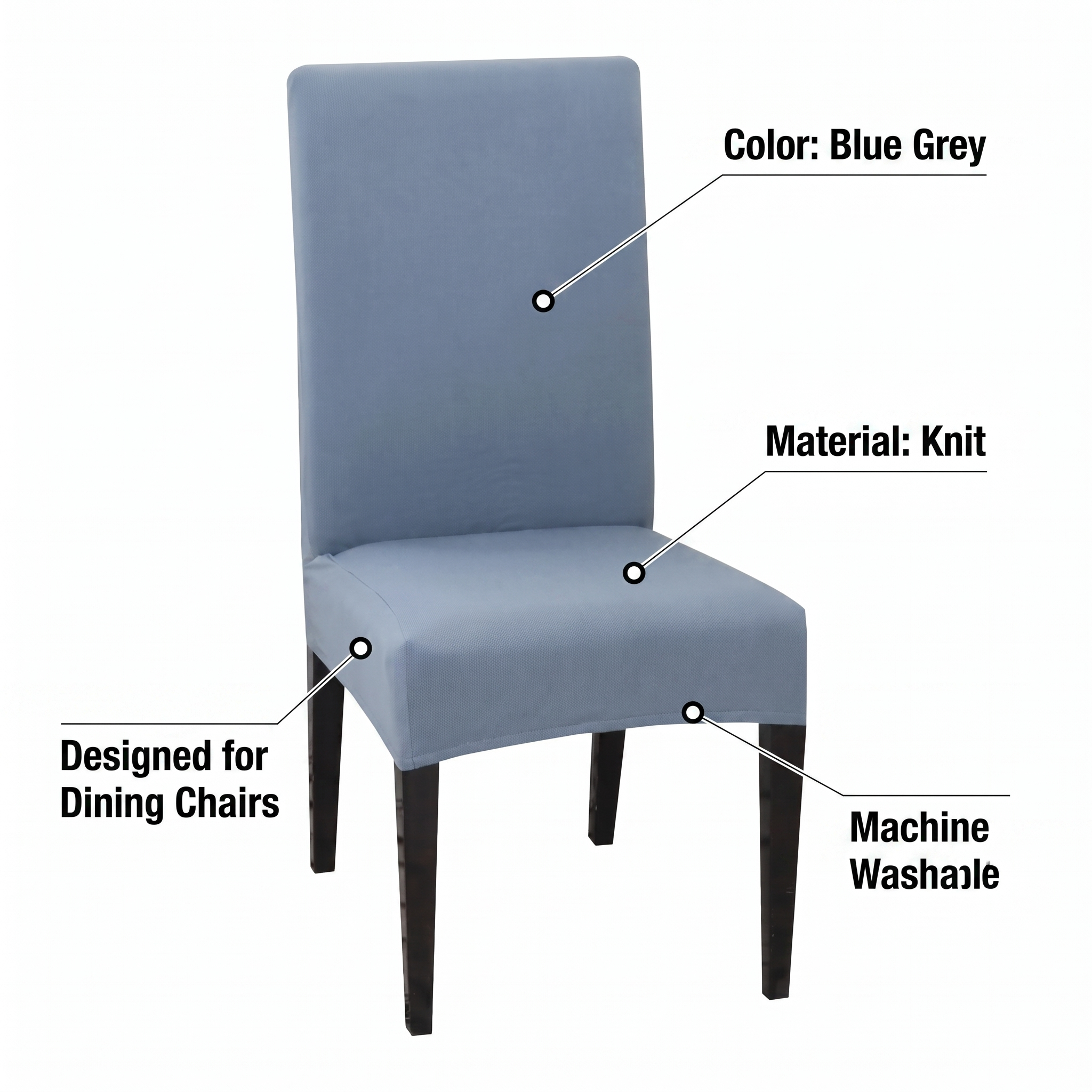 Stretch Dining Chair Cover – Blue Grey – features and specifications overview | Brivenzo