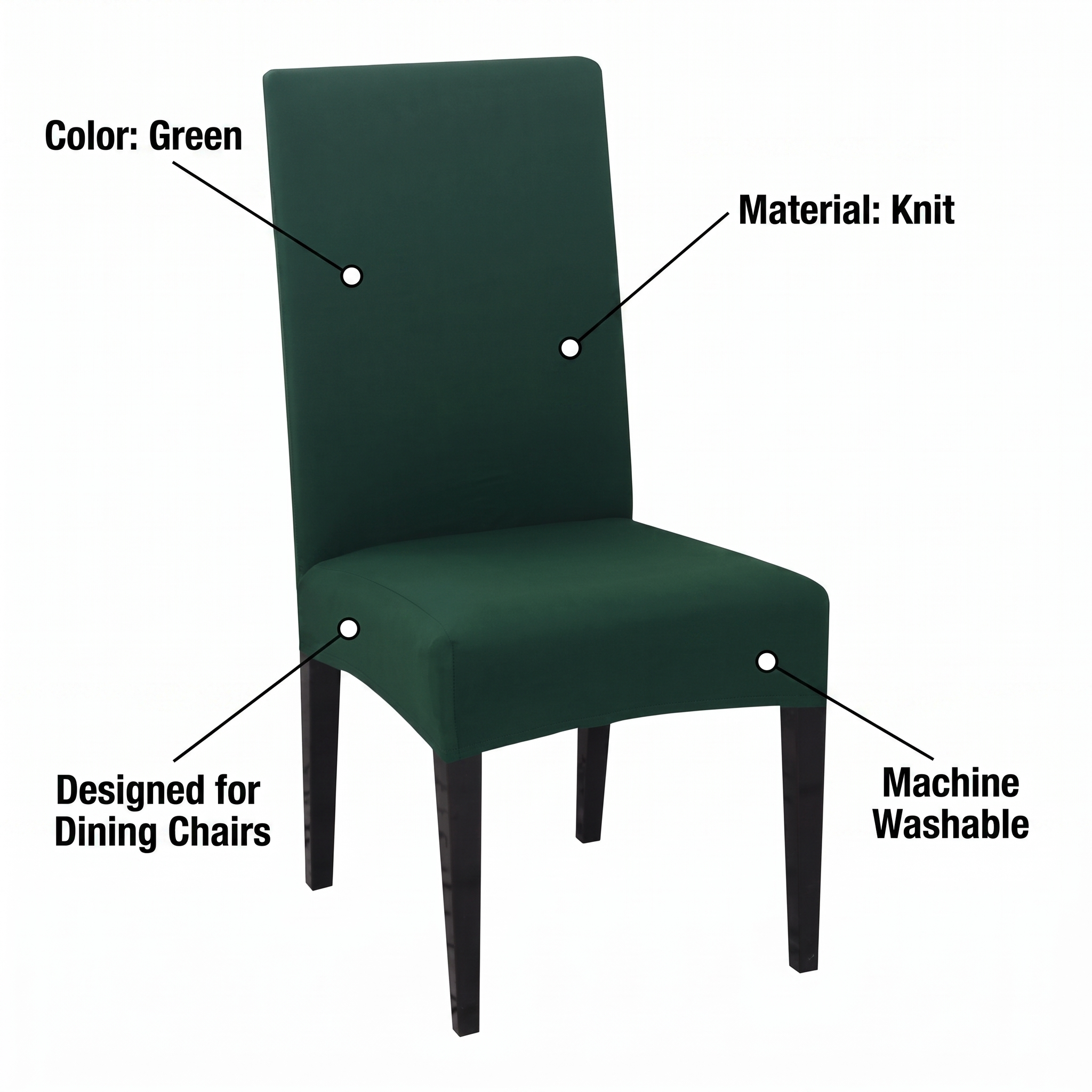 Stretch Dining Chair Cover – Dark Green – features and specifications overview | Brivenzo