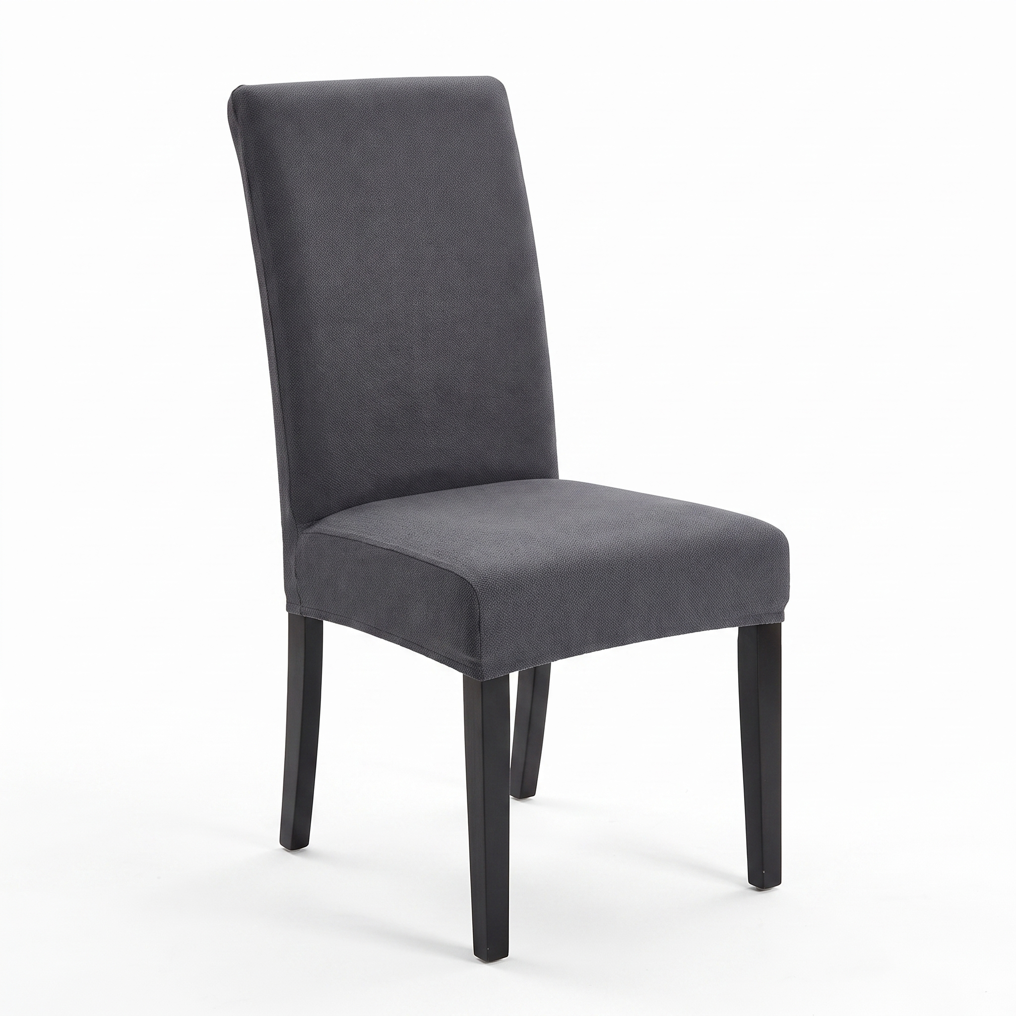 Grey stretch dining chair cover - front view