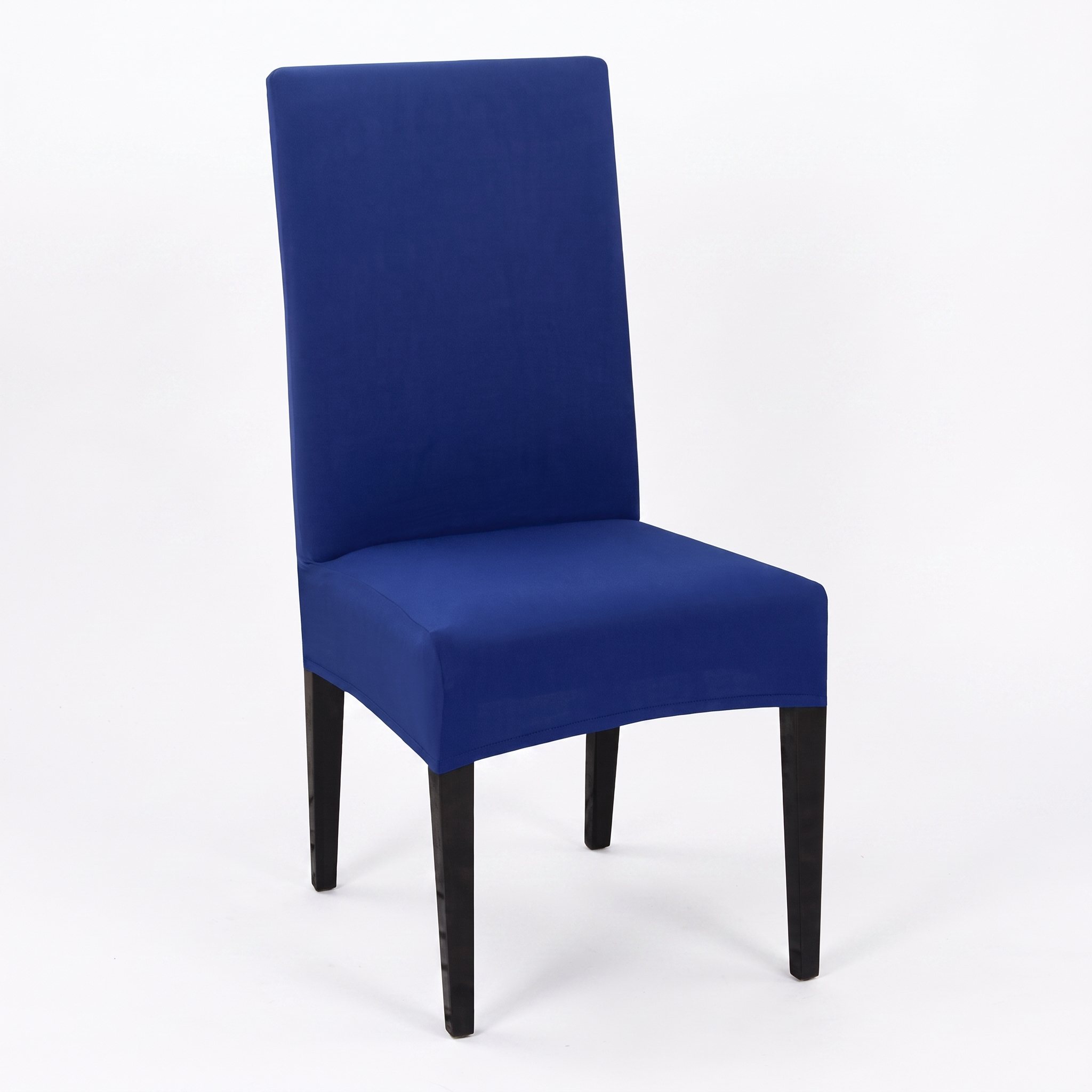Space blue stretch dining chair cover - front view