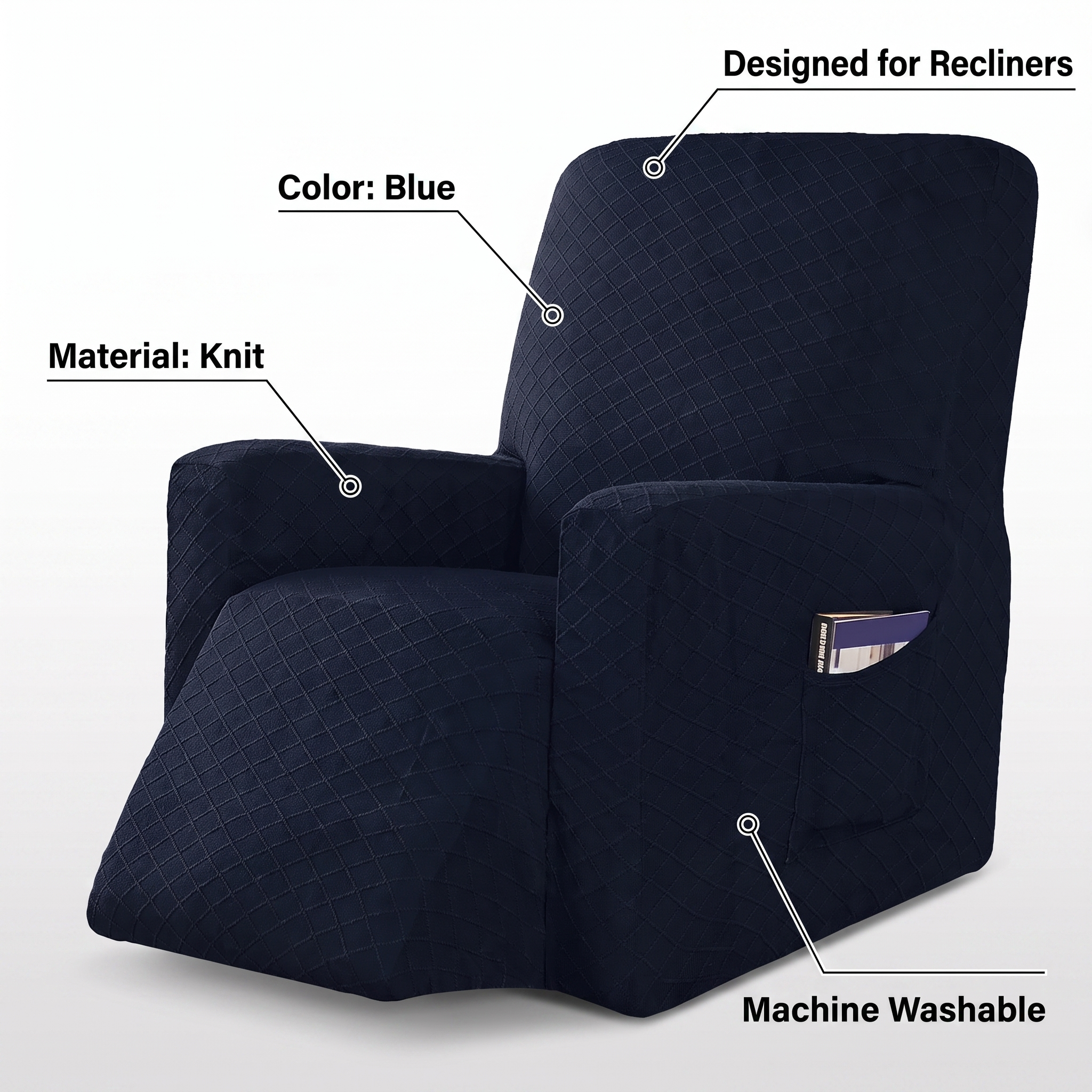 Stretch Recliner Chair Cover – Blue – features and specifications overview | Brivenzo