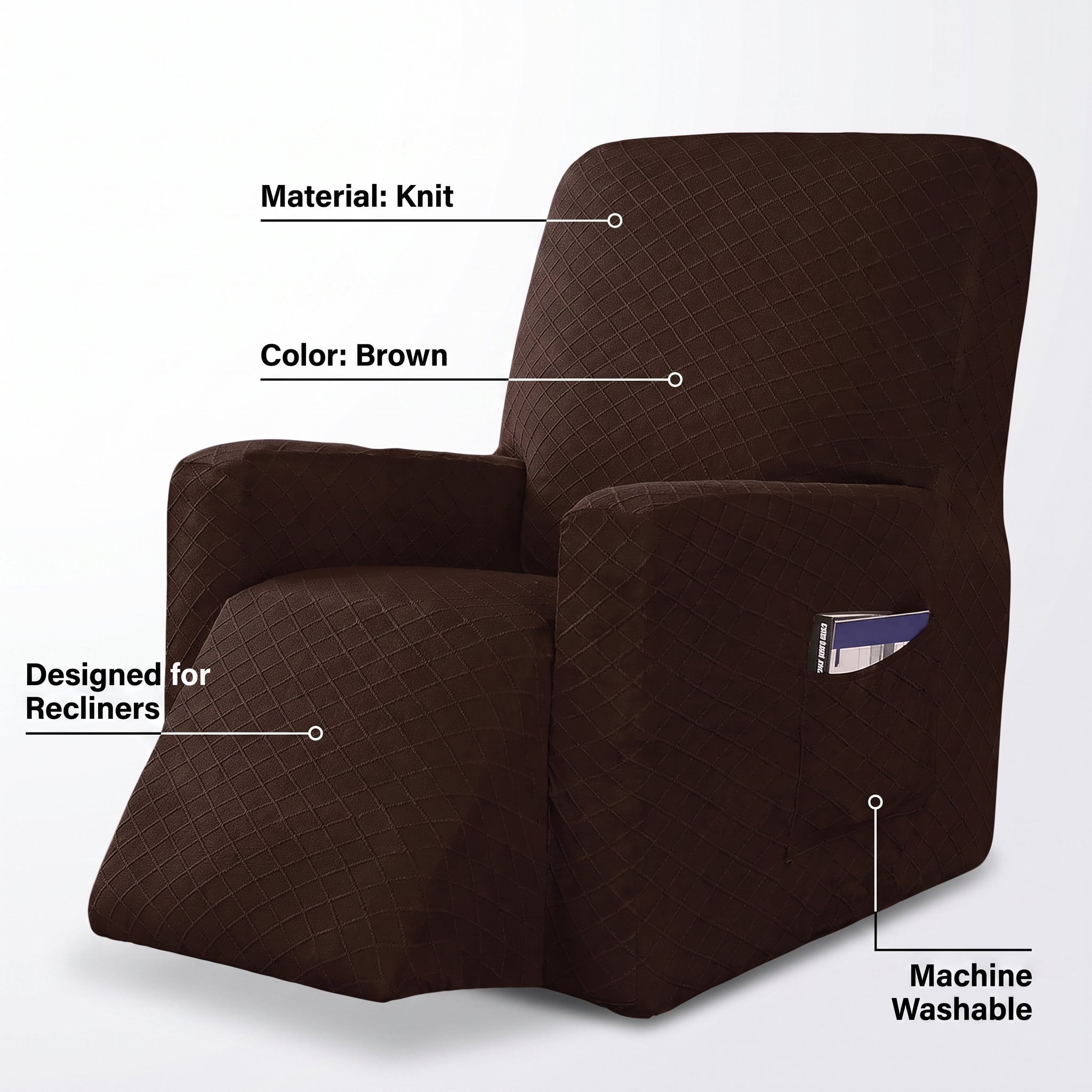 Stretch Recliner Chair Cover – Brown – features and specifications overview | Brivenzo