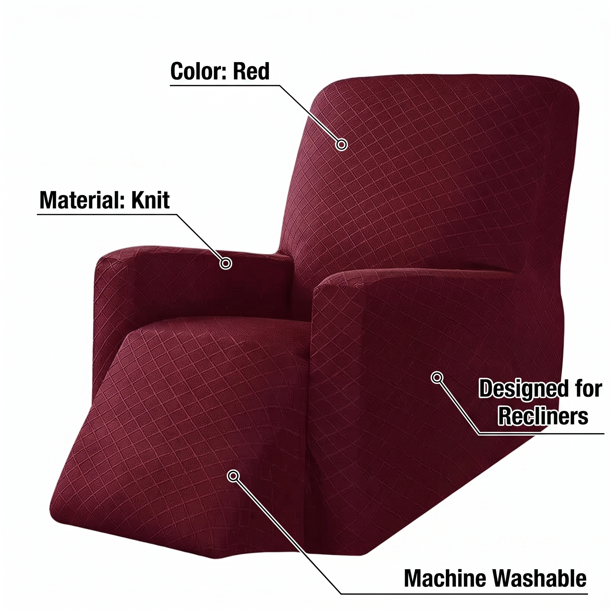 Stretch Recliner Chair Cover – Red – features and specifications overview | Brivenzo