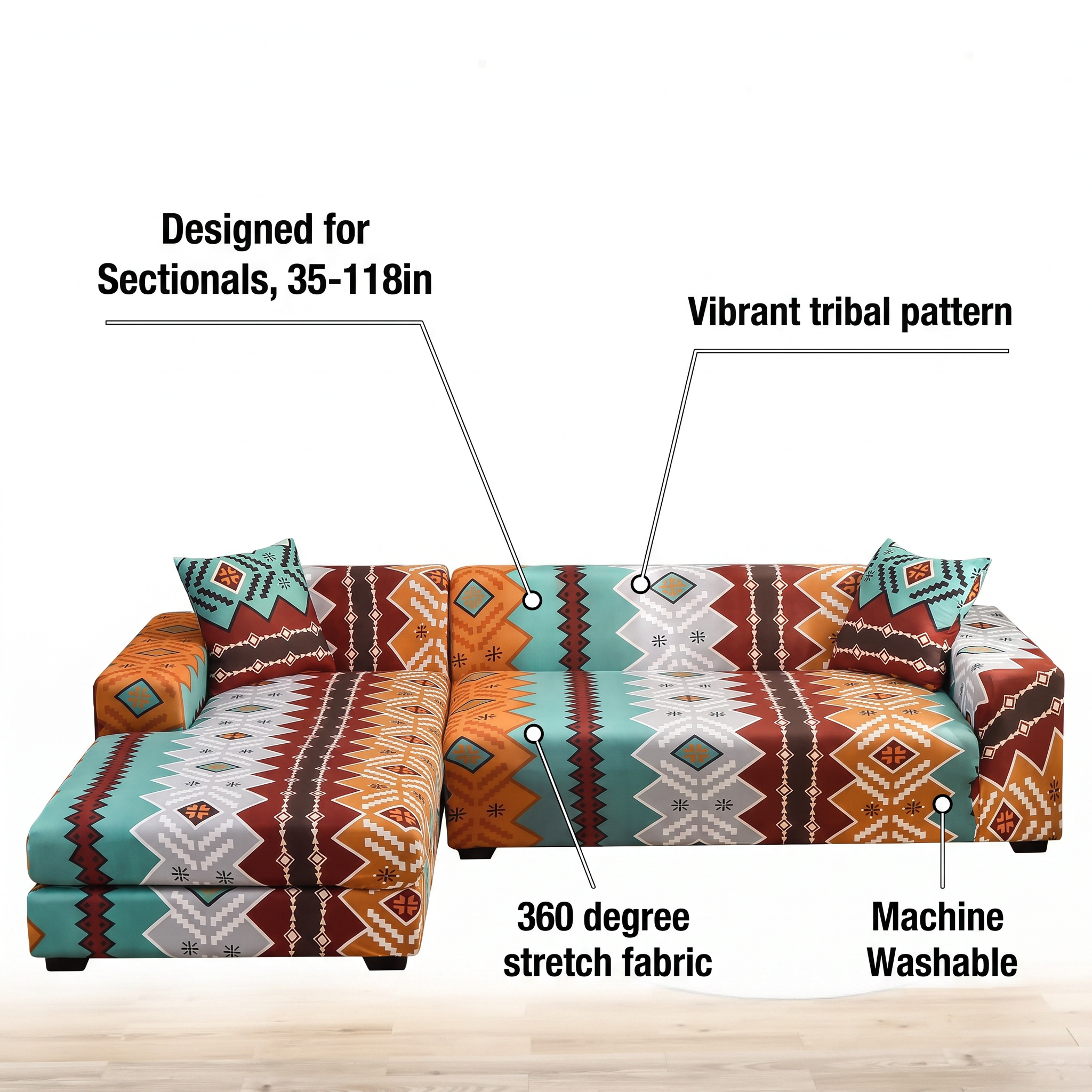 Stretch Sectional Couch Cover – Aztec Tribal Print – features and specifications overview | Brivenzo