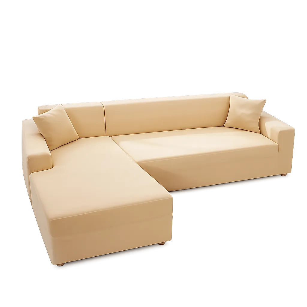 Stretch Sectional Couch Cover – Beige Stretch Fabric – product view 4 | Brivenzo