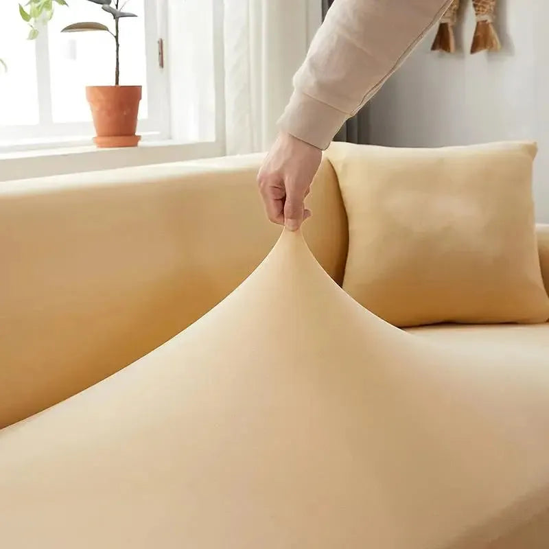 Stretch Sectional Couch Cover – Beige Stretch Fabric – product view 5 | Brivenzo