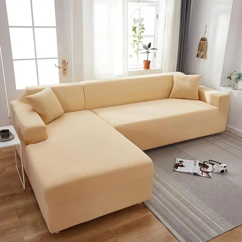 Stretch Sectional Couch Cover – Beige Stretch Fabric – product view 6 | Brivenzo