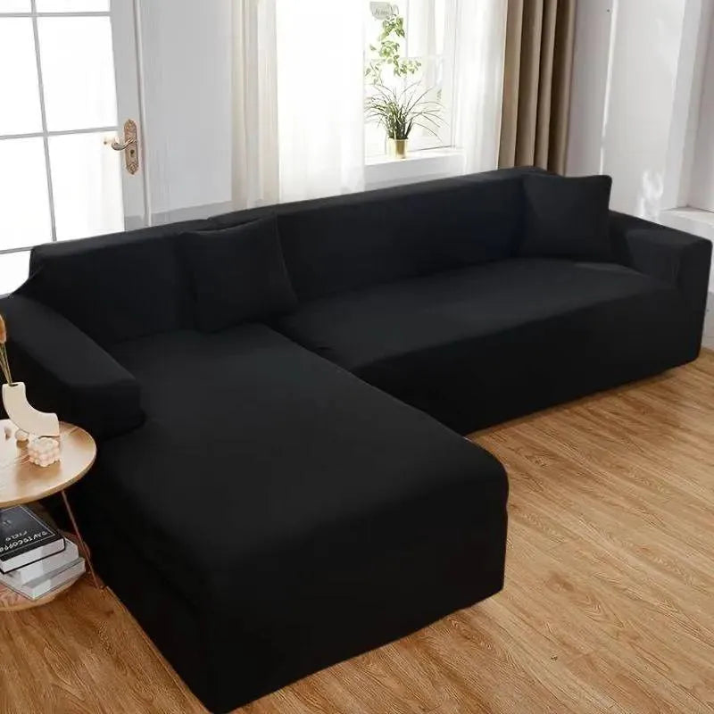 Stretch Sectional Couch Cover – Black – product view 6 | Brivenzo