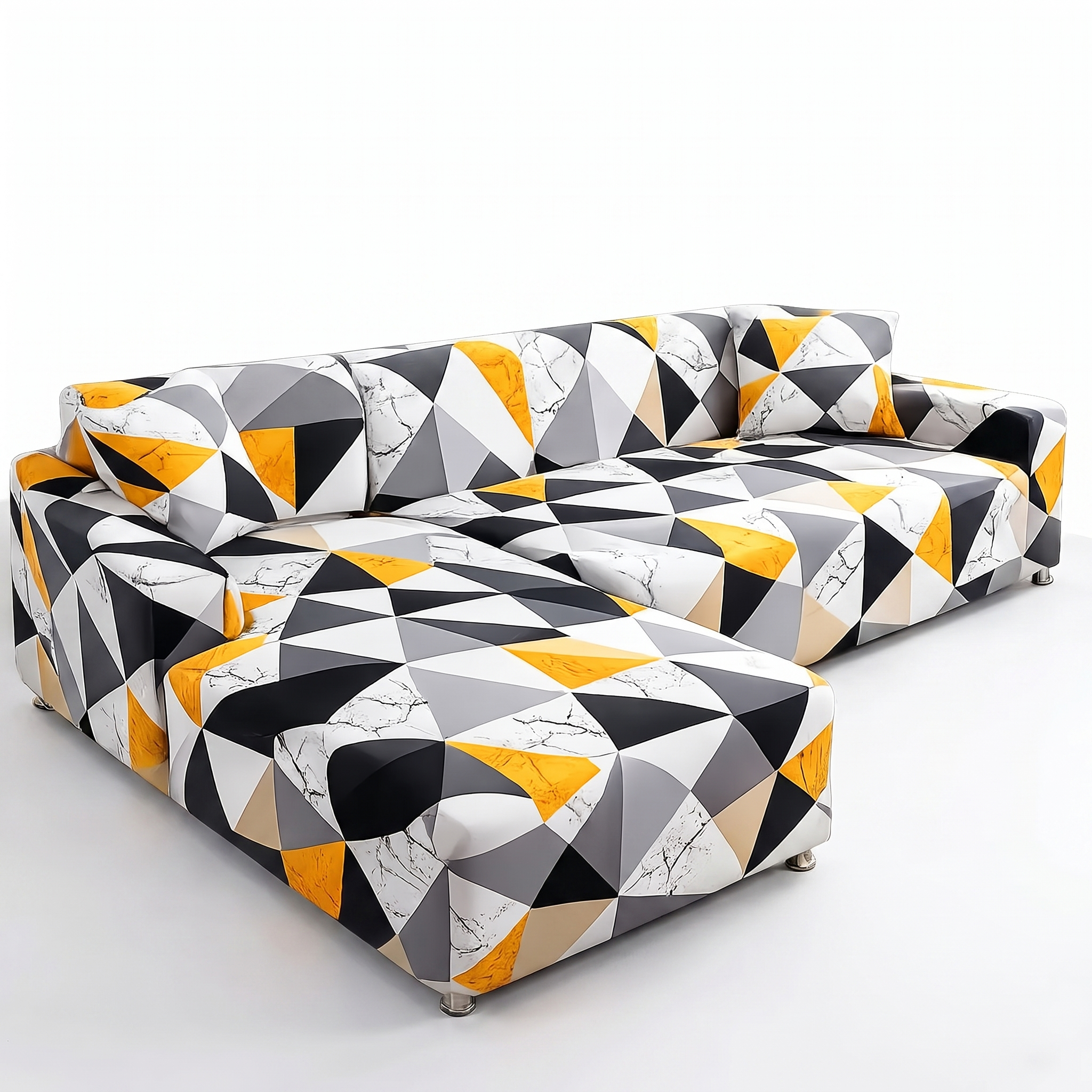 Stretch Sectional Couch Cover – Black – product photo on a white background | Brivenzo