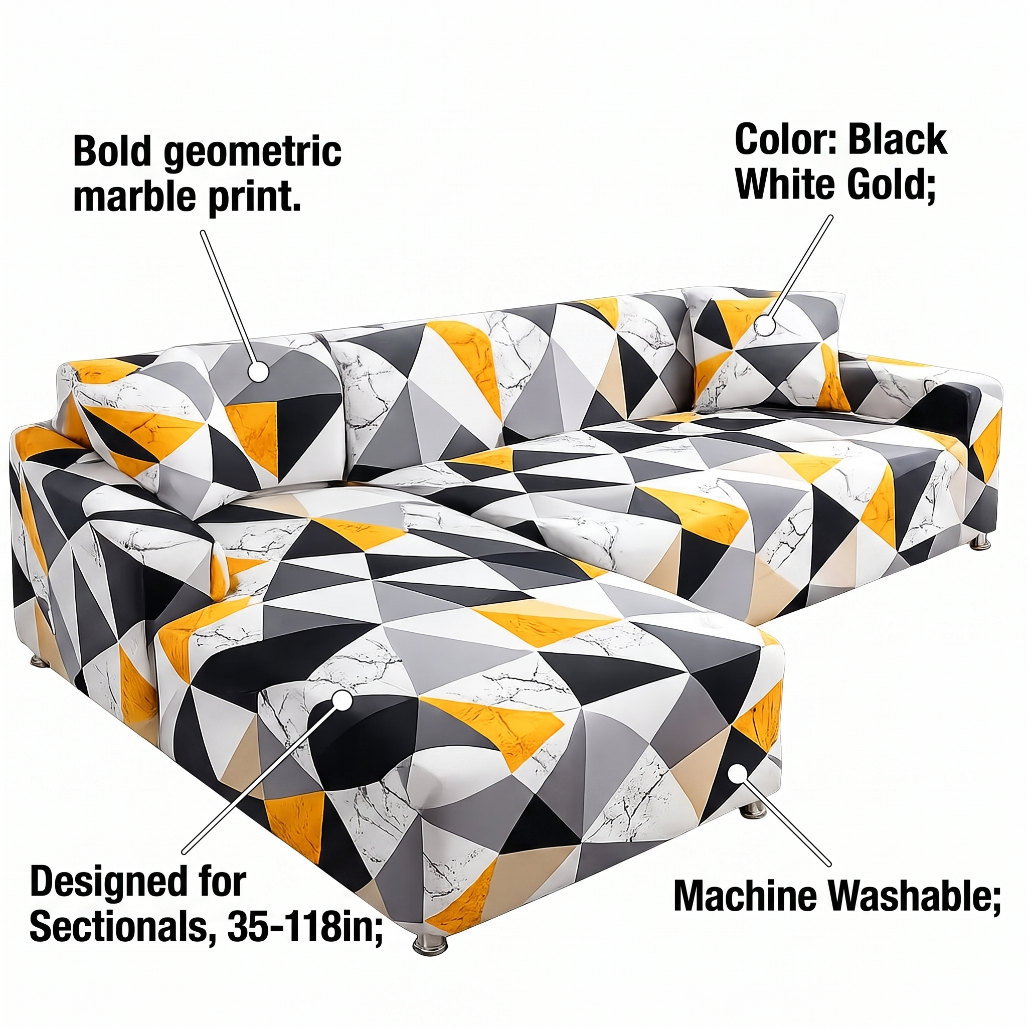 Stretch Sectional Couch Cover – Black – features and specifications overview | Brivenzo