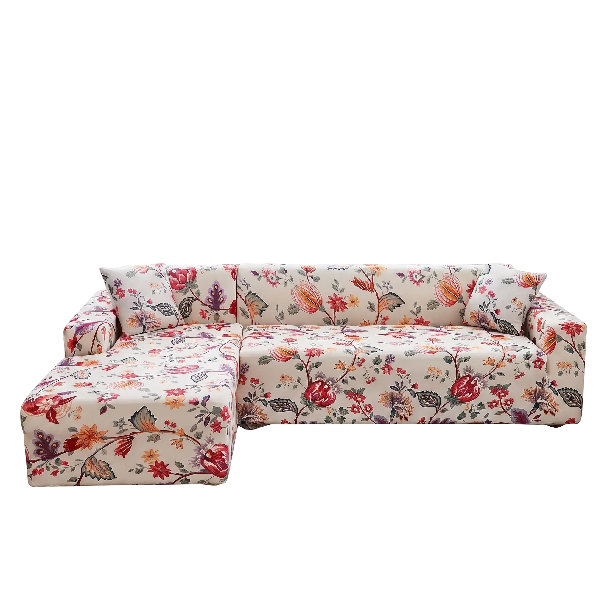 Stretch Sectional Couch Cover – Botanical Floral Print – product photo on a white background | Brivenzo