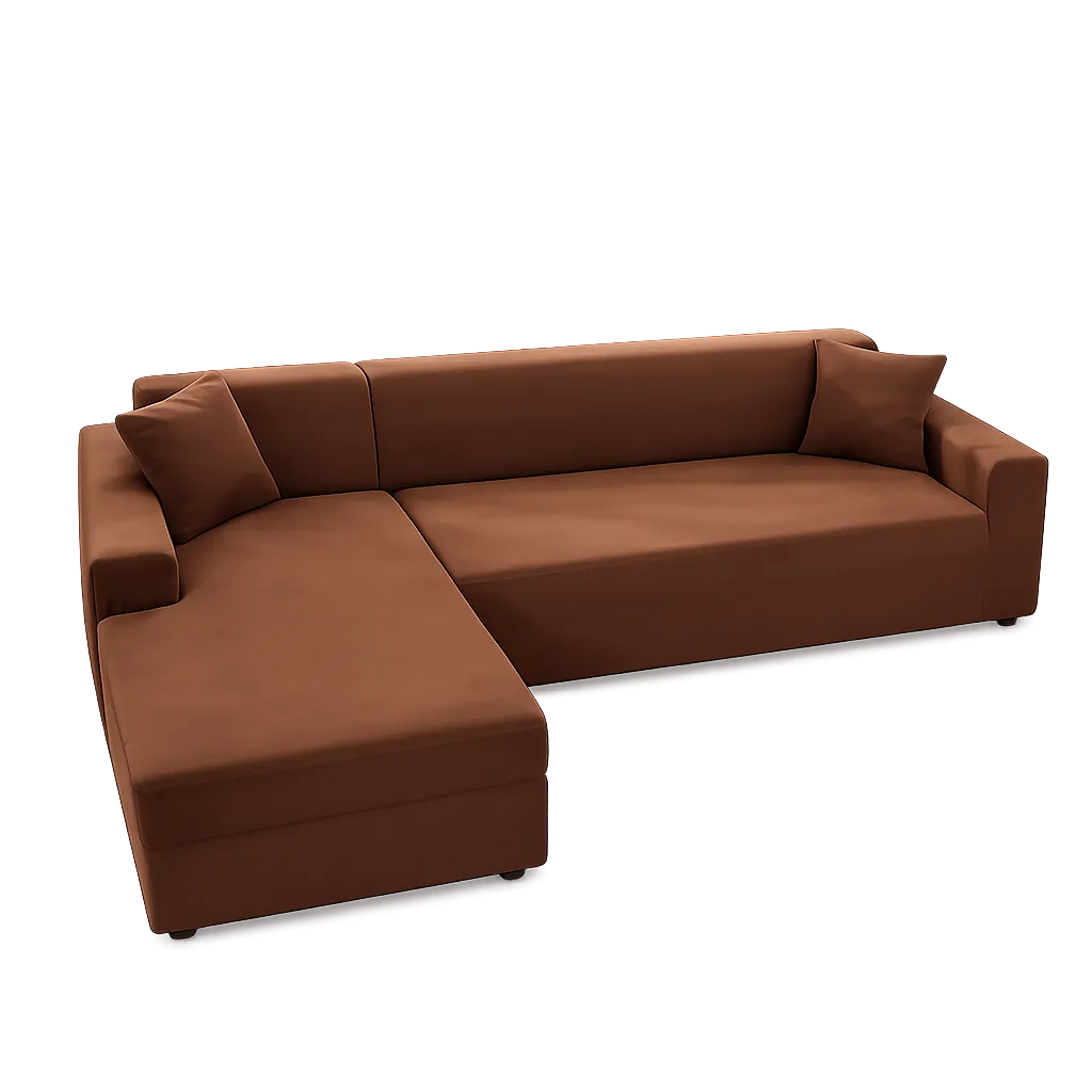 Stretch Sectional Couch Cover – Caramel Tan Stretch Fabric – product view 4 | Brivenzo