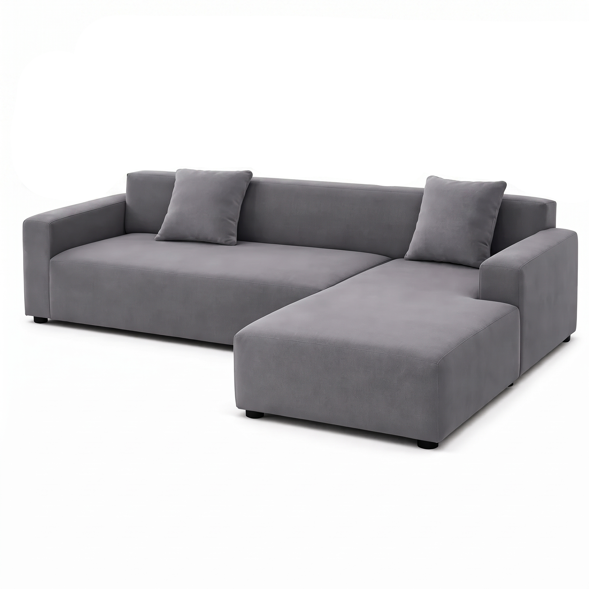 Stretch Sectional Couch Cover – Charcoal Grey Ribbed Stretch Fabric – product photo on a white background | Brivenzo