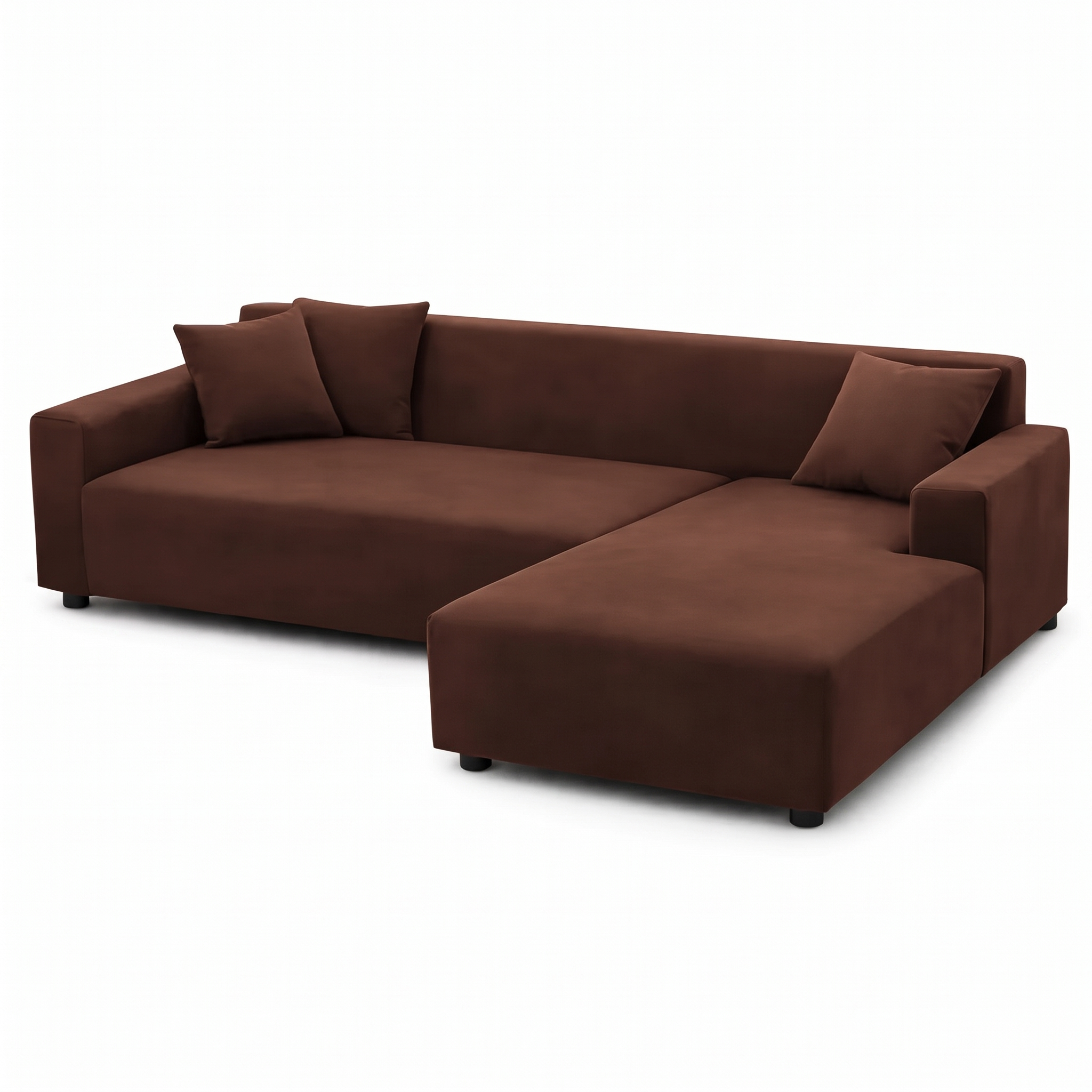 Stretch Sectional Couch Cover – Coffee Brown Stretch Fabric – product photo on a white background | Brivenzo