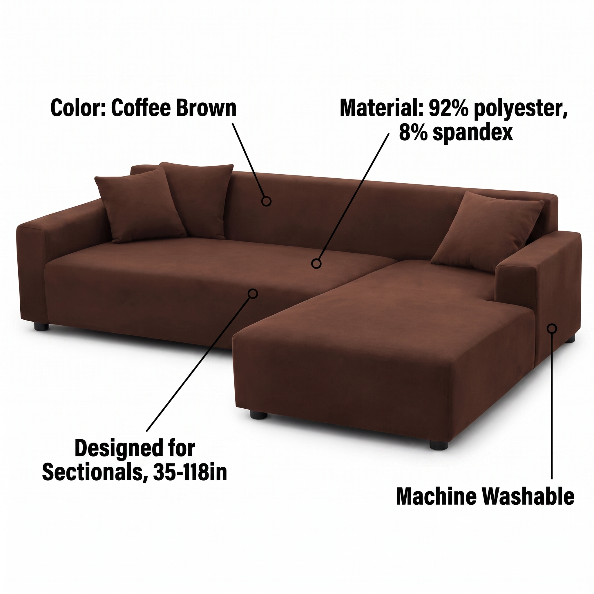 Stretch Sectional Couch Cover – Coffee Brown Stretch Fabric – features and specifications overview | Brivenzo