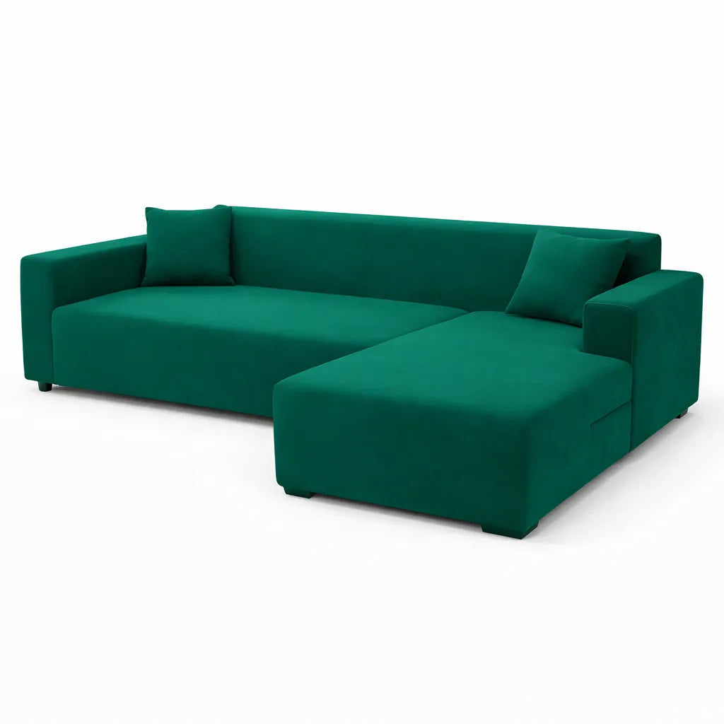 Stretch Sectional Couch Cover – Dark Green – product view 4 | Brivenzo