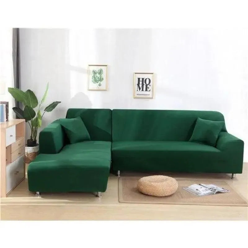 Stretch Sectional Couch Cover – Dark Green – product view 9 | Brivenzo