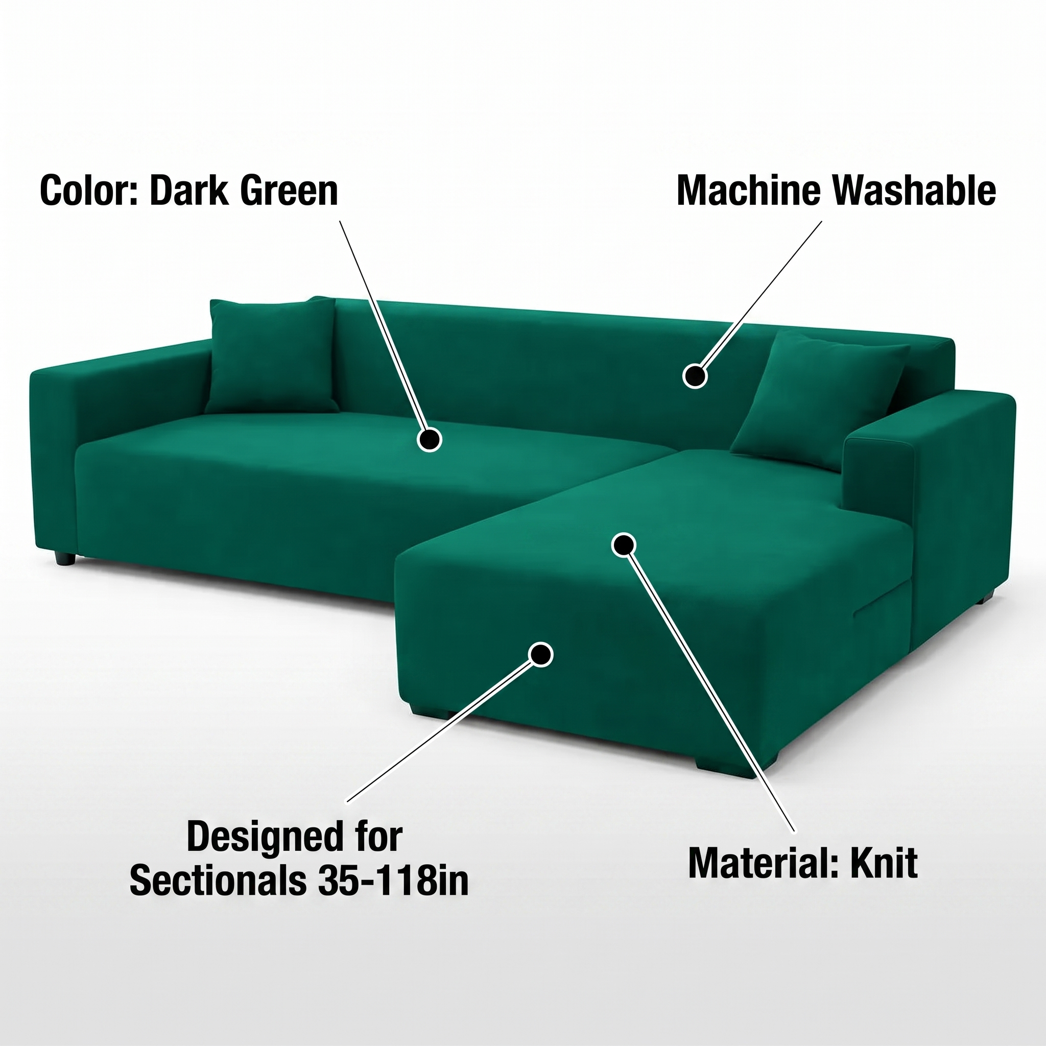 Stretch Sectional Couch Cover – Dark Green – features and specifications overview | Brivenzo