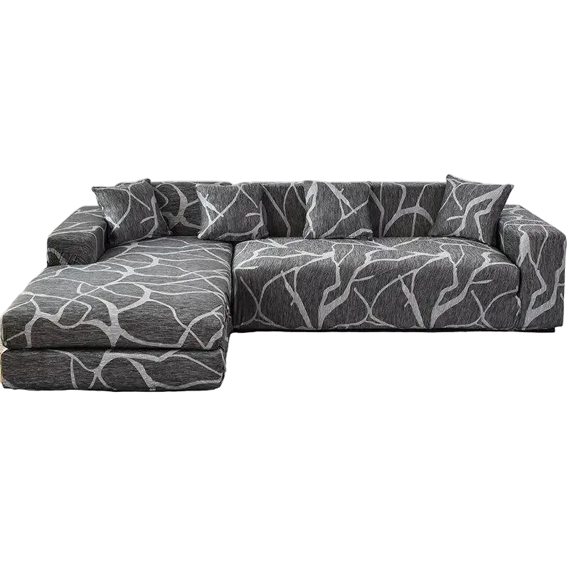 Stretch Sectional Couch Cover – Grey Branch Print – product view 4 | Brivenzo