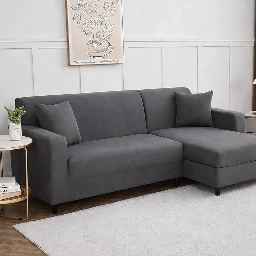 Stretch Sectional Couch Cover – Grey – product view 8 | Brivenzo