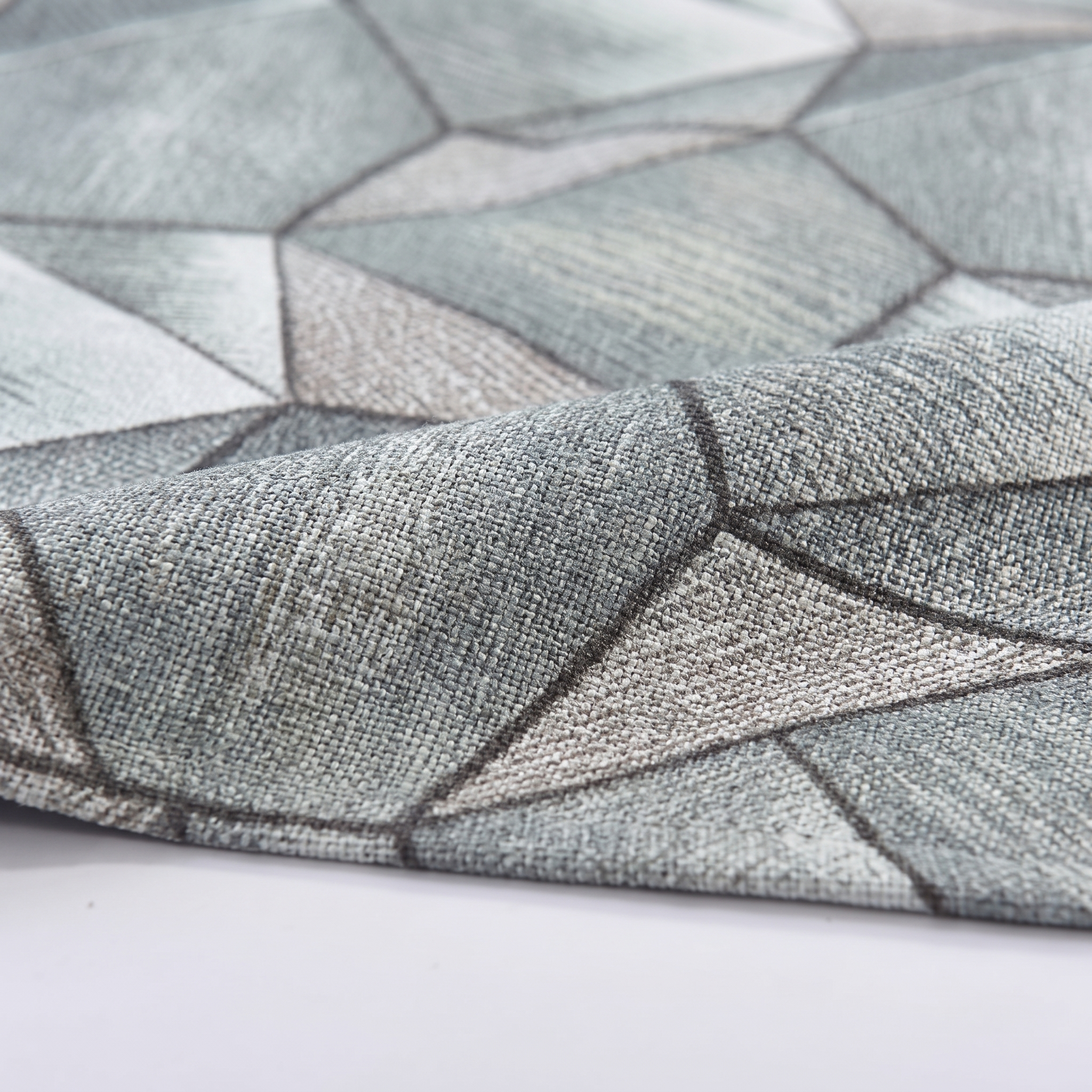 Stretch Sectional Couch Cover – Grey-Sage Geometric Print – product view 8 | Brivenzo