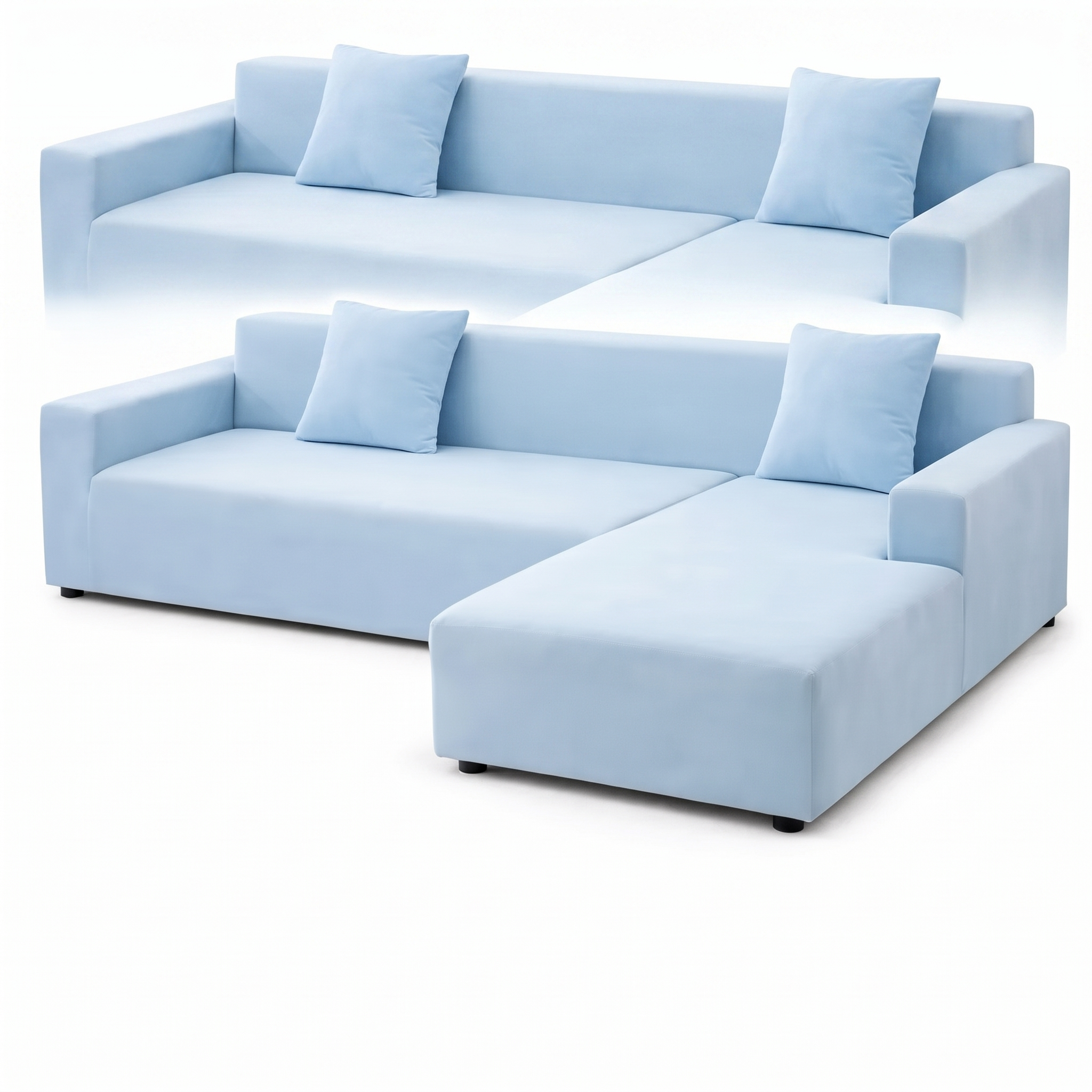 Stretch Sectional Couch Cover – Light Blue Stretch Fabric – product photo on a white background | Brivenzo