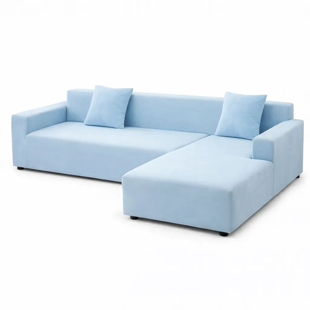 Stretch Sectional Couch Cover – Light Blue Stretch Fabric – product view 4 | Brivenzo