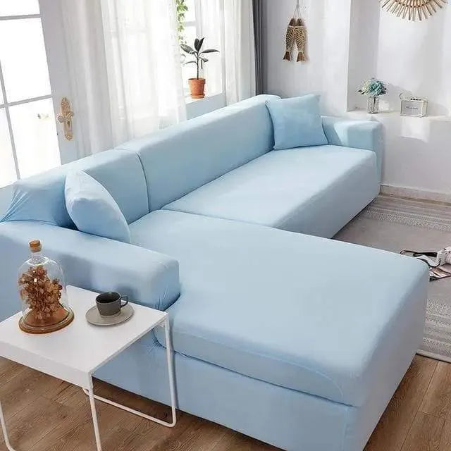 Stretch Sectional Couch Cover – Light Blue Stretch Fabric – product view 5 | Brivenzo