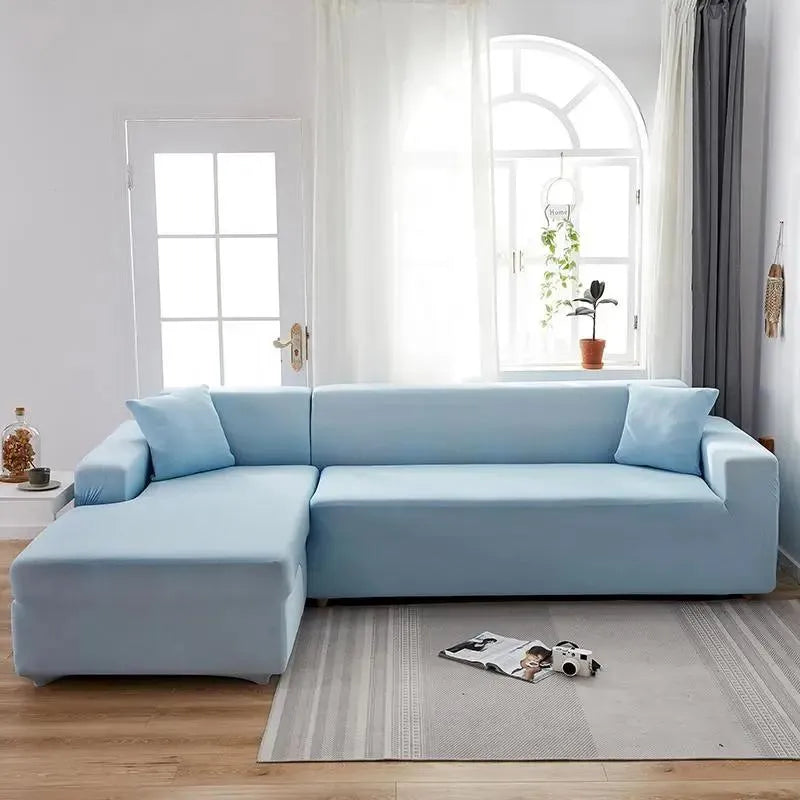 Stretch Sectional Couch Cover – Light Blue Stretch Fabric – product view 7 | Brivenzo