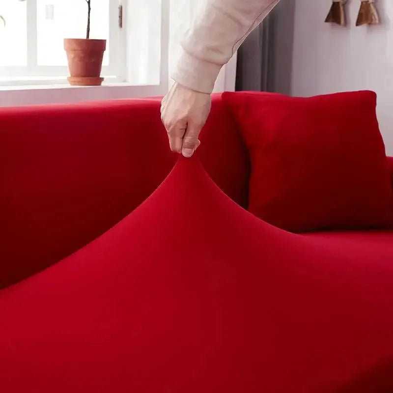 Stretch Sectional Couch Cover – Light Red – product view 5 | Brivenzo