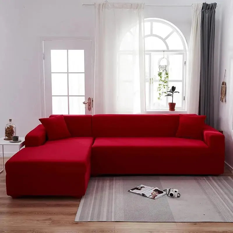 Stretch Sectional Couch Cover – Light Red – product view 7 | Brivenzo