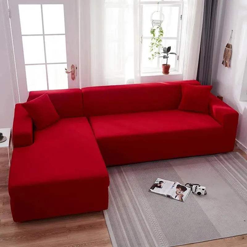 Stretch Sectional Couch Cover – Light Red – product view 8 | Brivenzo