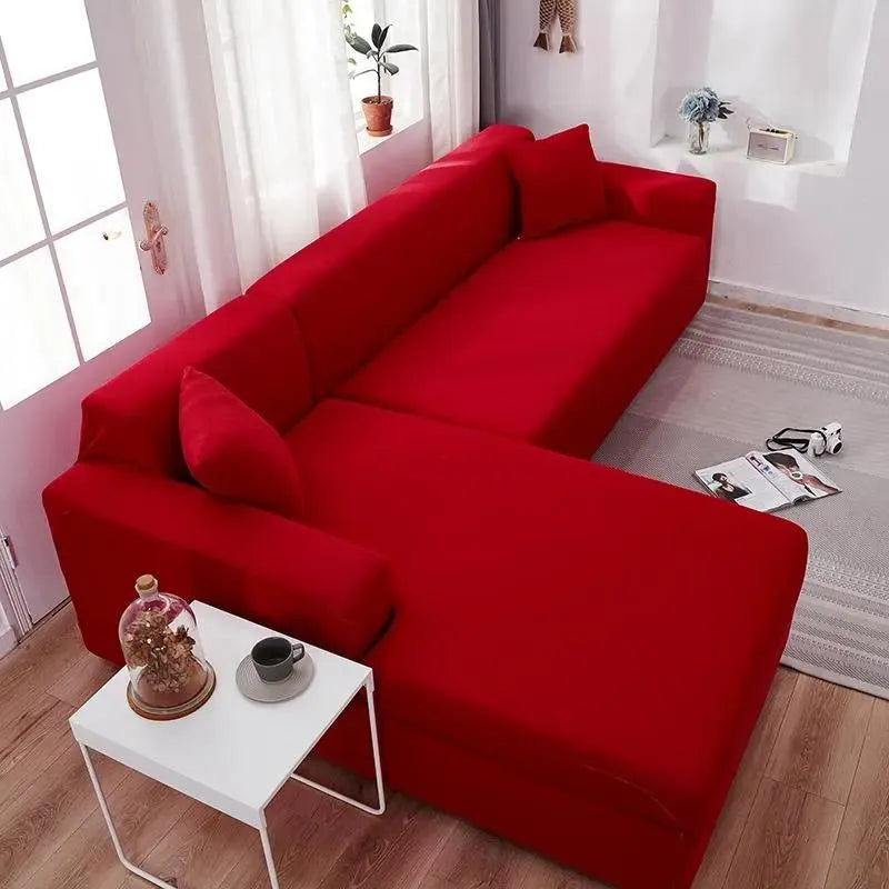 Stretch Sectional Couch Cover – Light Red – product view 10 | Brivenzo