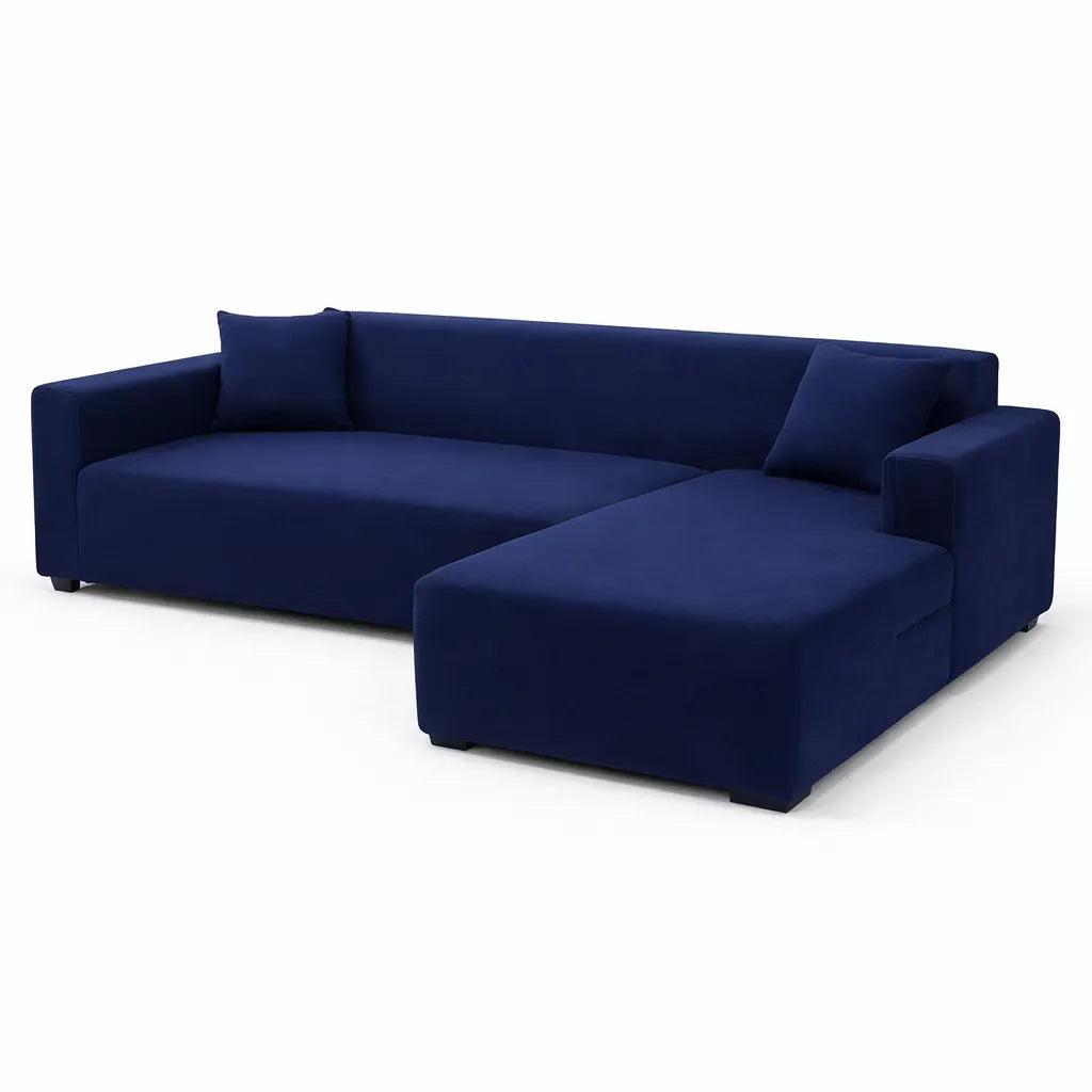 Stretch Sectional Couch Cover – Navy Blue – product view 4 | Brivenzo