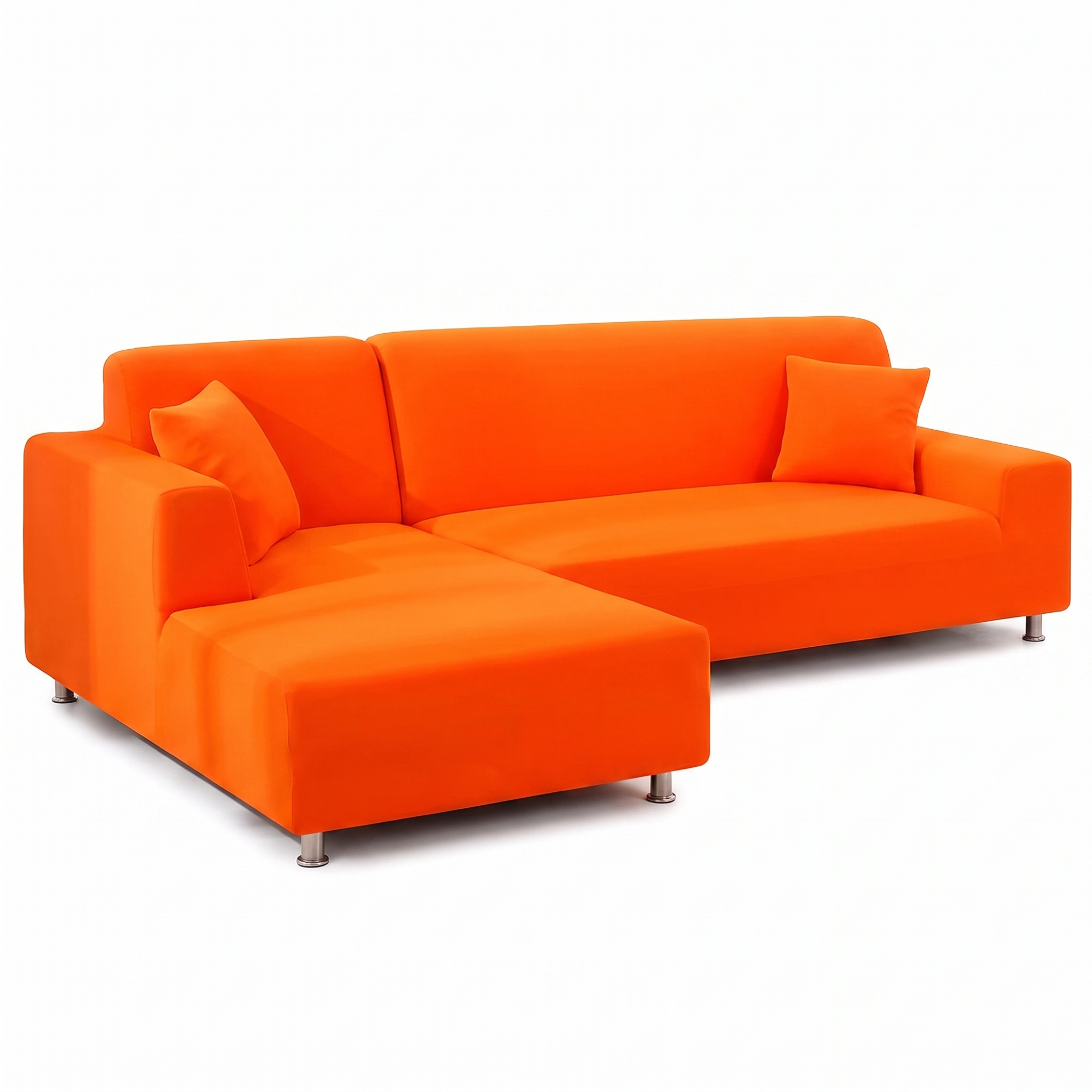 Stretch Sectional Couch Cover – Orange – product photo on a white background | Brivenzo