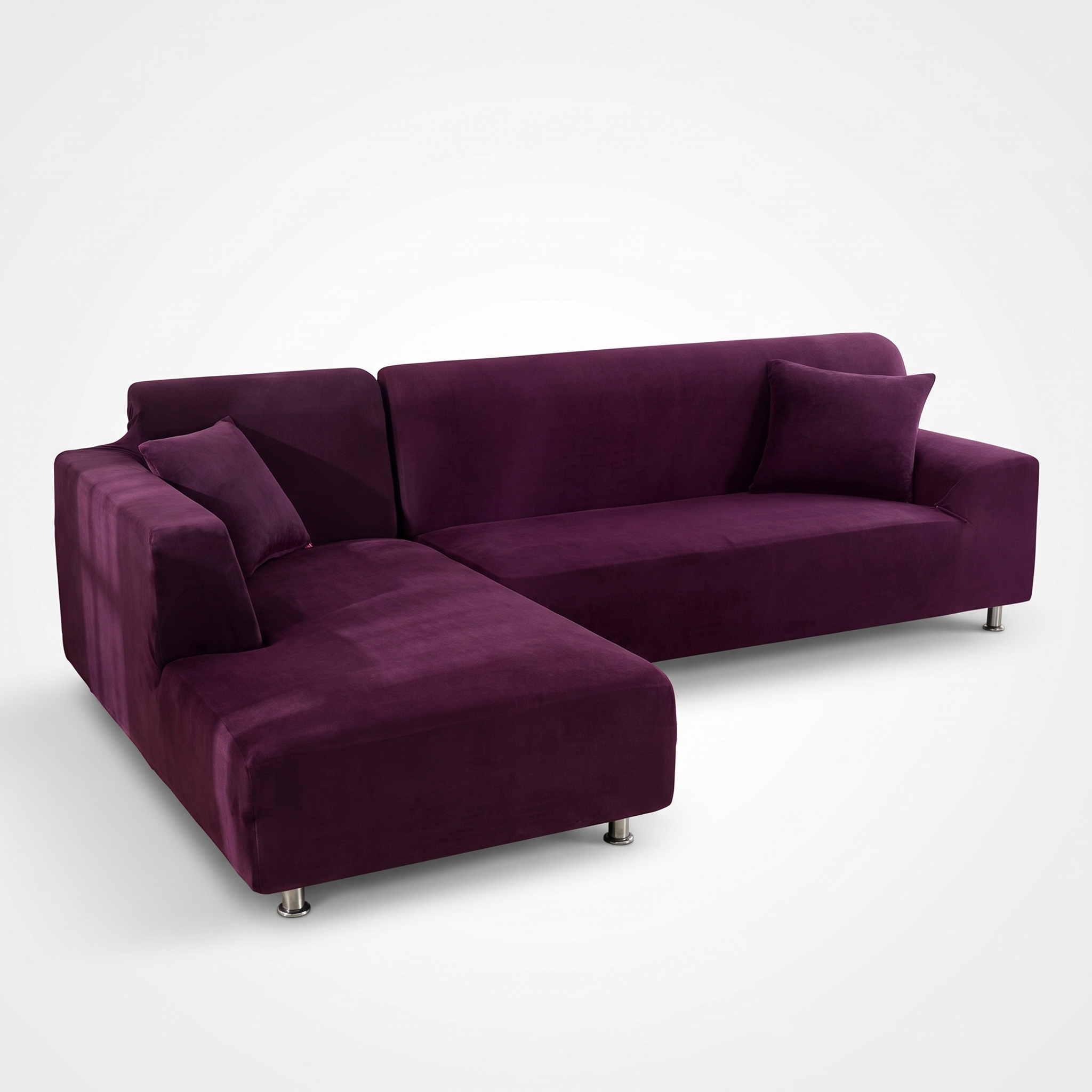 Stretch Sectional Couch Cover – Purple – product photo on a white background | Brivenzo
