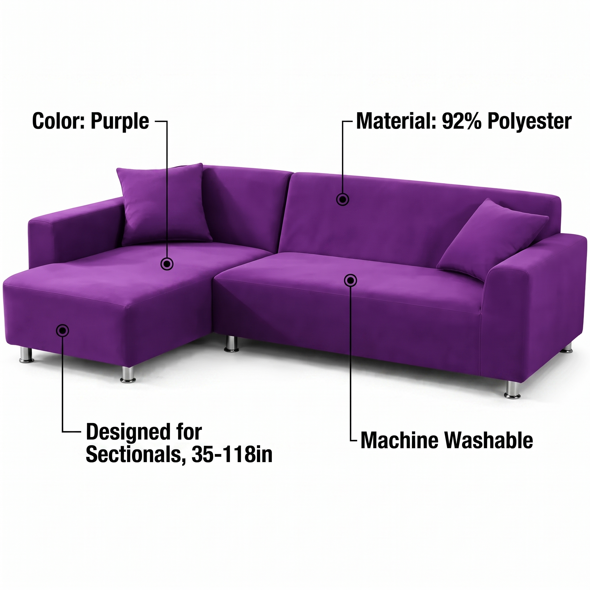 Stretch Sectional Couch Cover – Purple Stretch Fabric – features and specifications overview | Brivenzo
