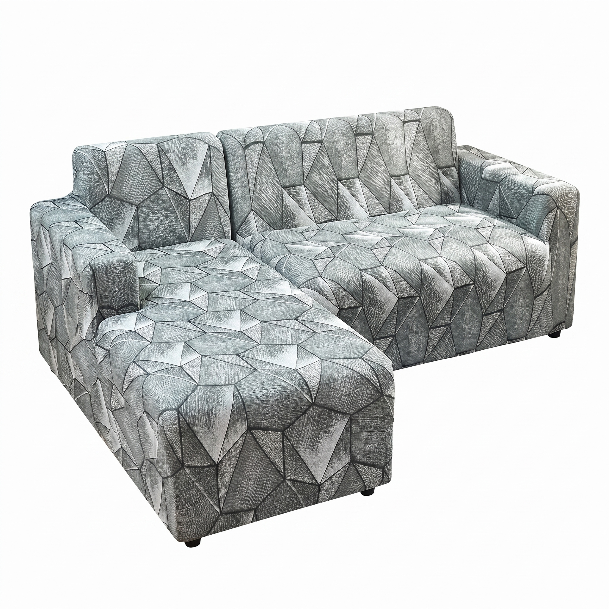 Stretch Sectional Couch Cover – Sage Geometric Diamond Print – product photo on a white background | Brivenzo