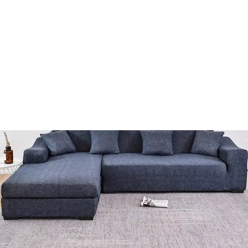 Stretch Sectional Couch Cover – Slate Blue Crosshatch Print – product view 4 | Brivenzo