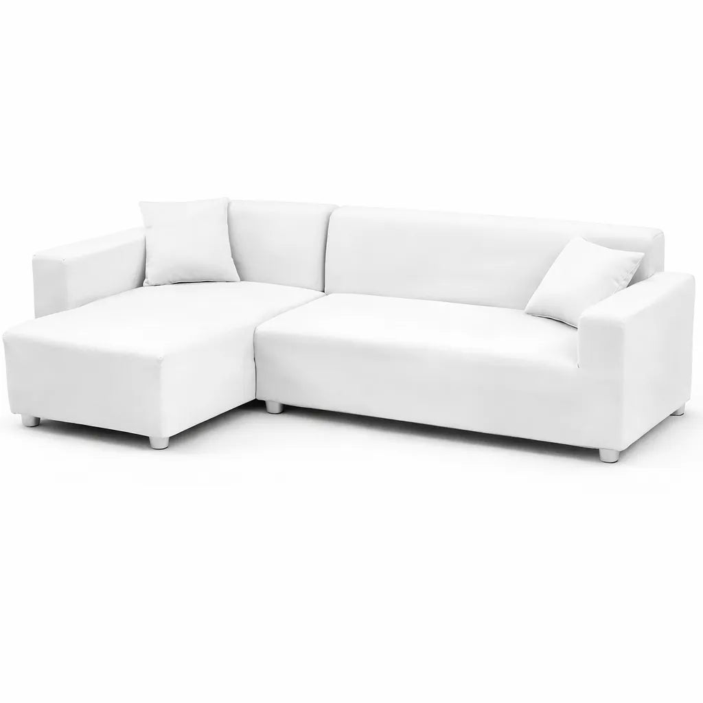 Stretch Sectional Couch Cover – White Stretch Fabric – product view 4 | Brivenzo
