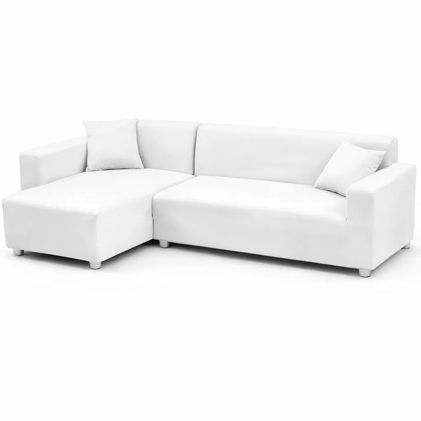Stretch Sectional Couch Cover | White Stretch Fabric, L Shape Sofa Cover, 35-118in
