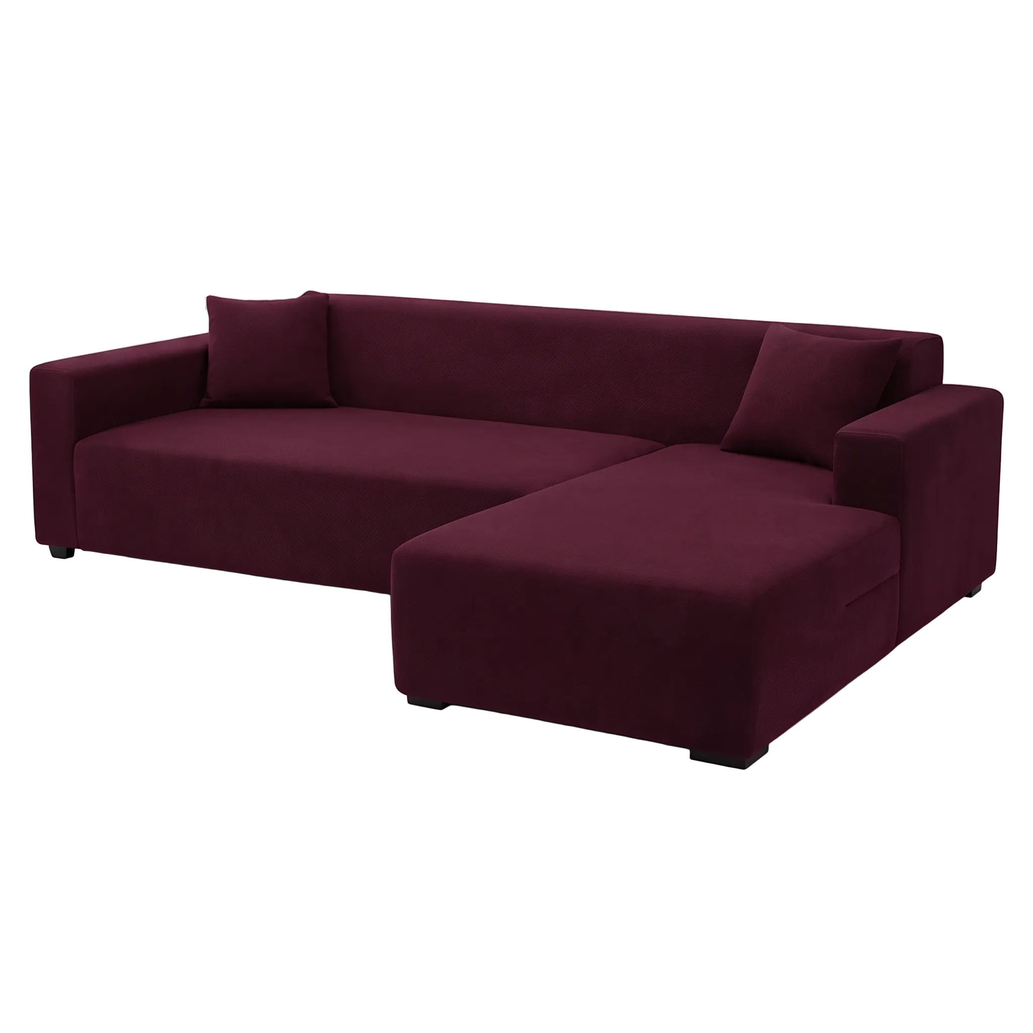 Stretch Sectional Couch Cover – Wine Red Stretch Fabric – product photo on a white background | Brivenzo