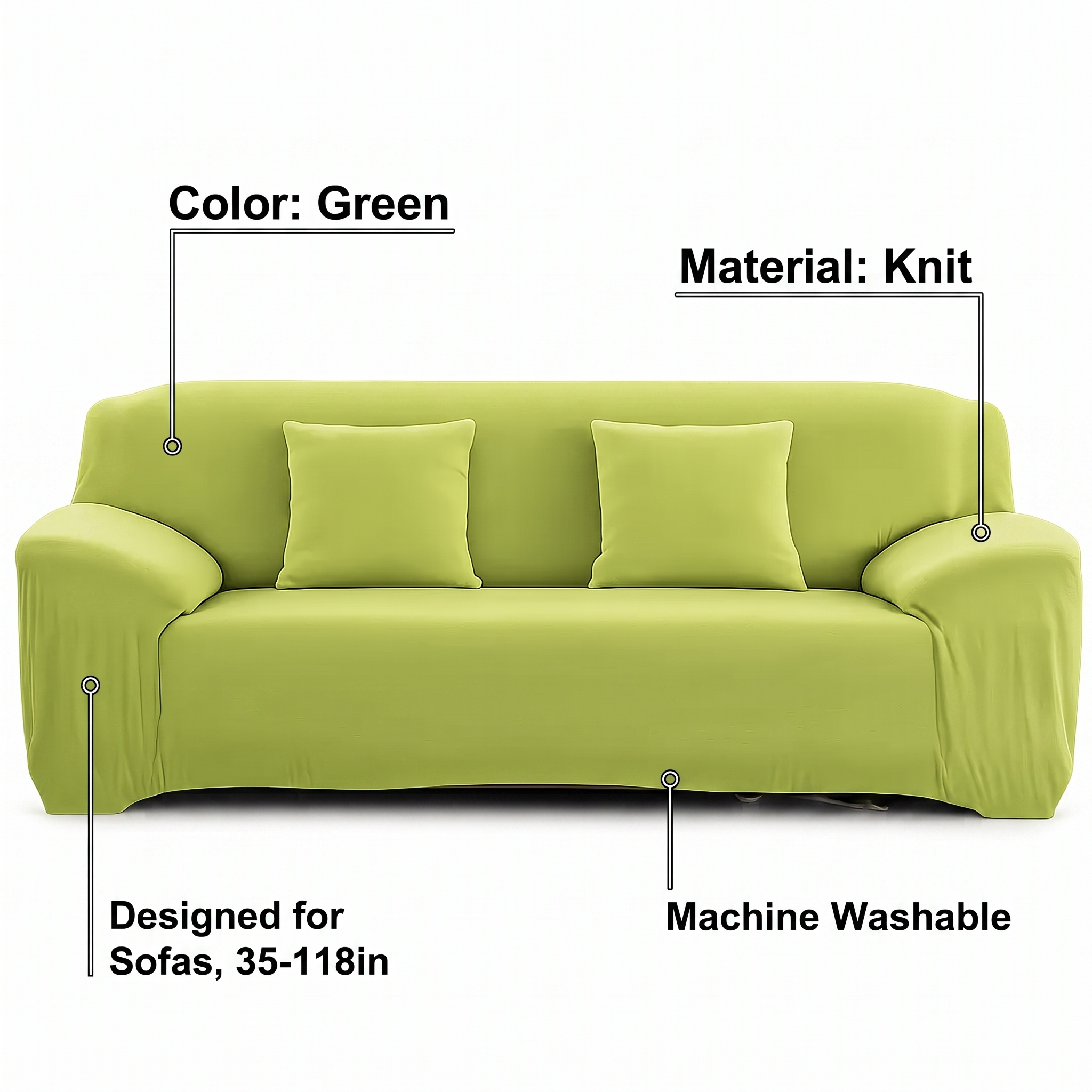 Stretch Sofa Slipcover – Apple Green – features and specifications overview | Brivenzo