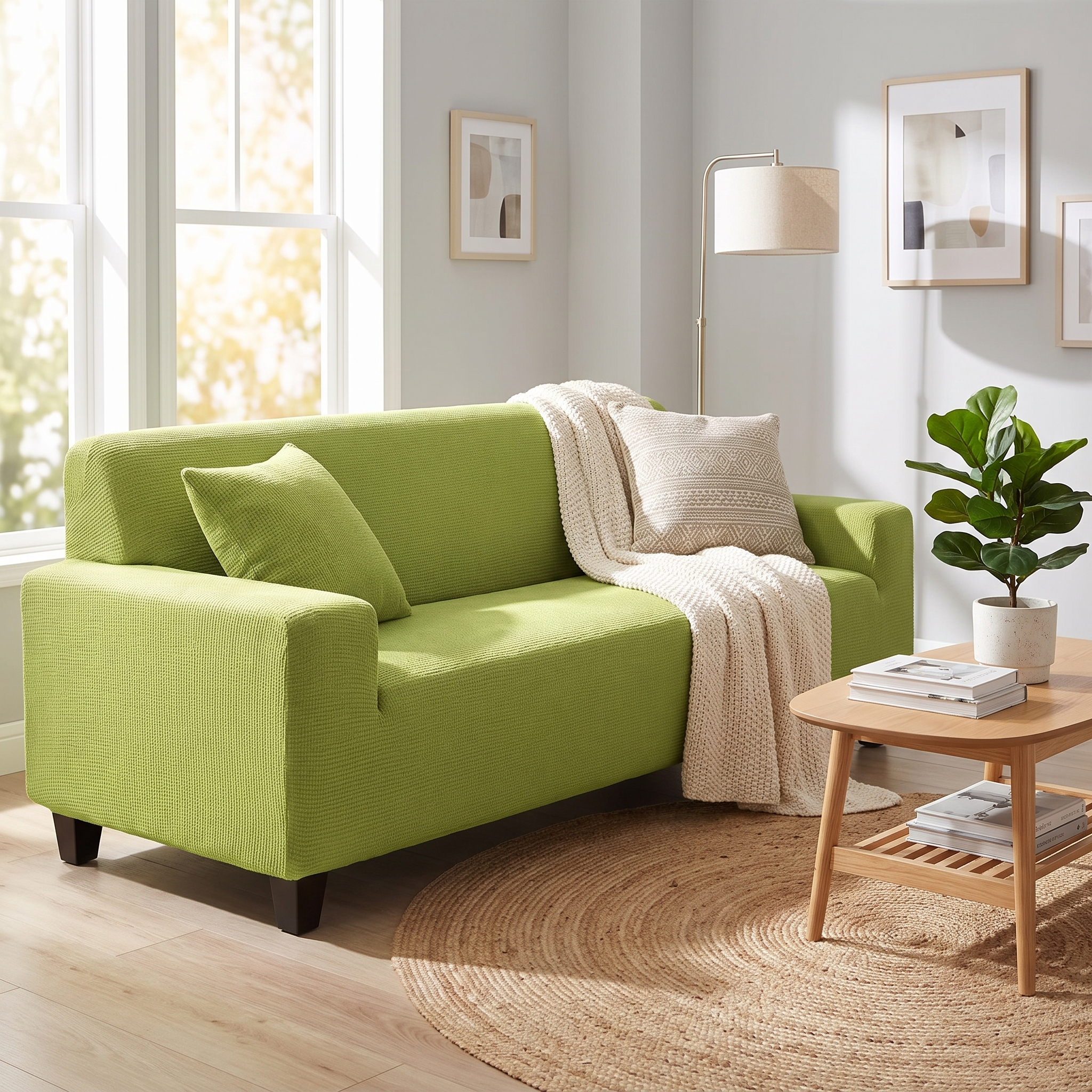 Stretch Sofa Slipcover – Apple Green – product view 5 | Brivenzo